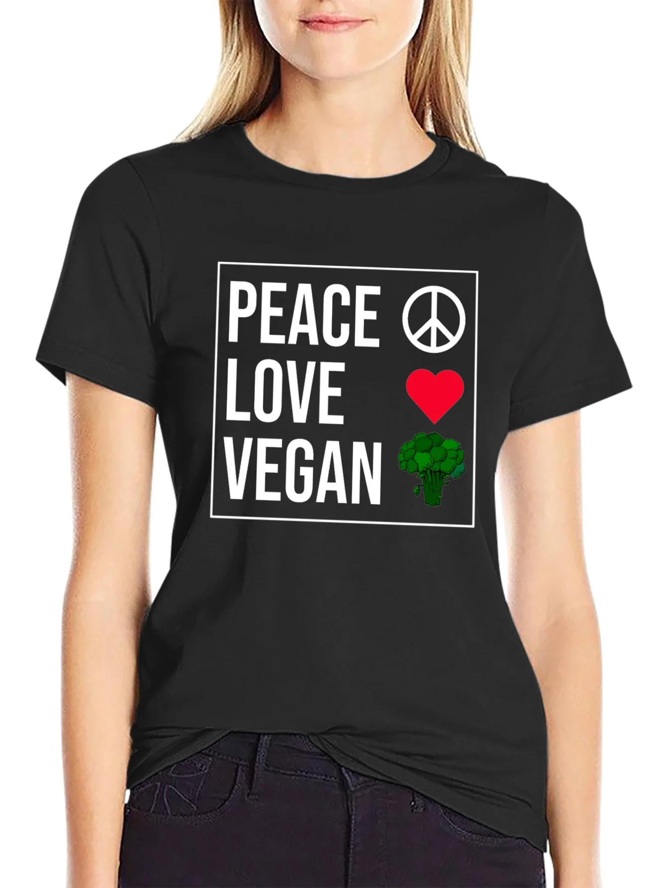 Camiseta Vegana: Paz Amor y Br¨®coli