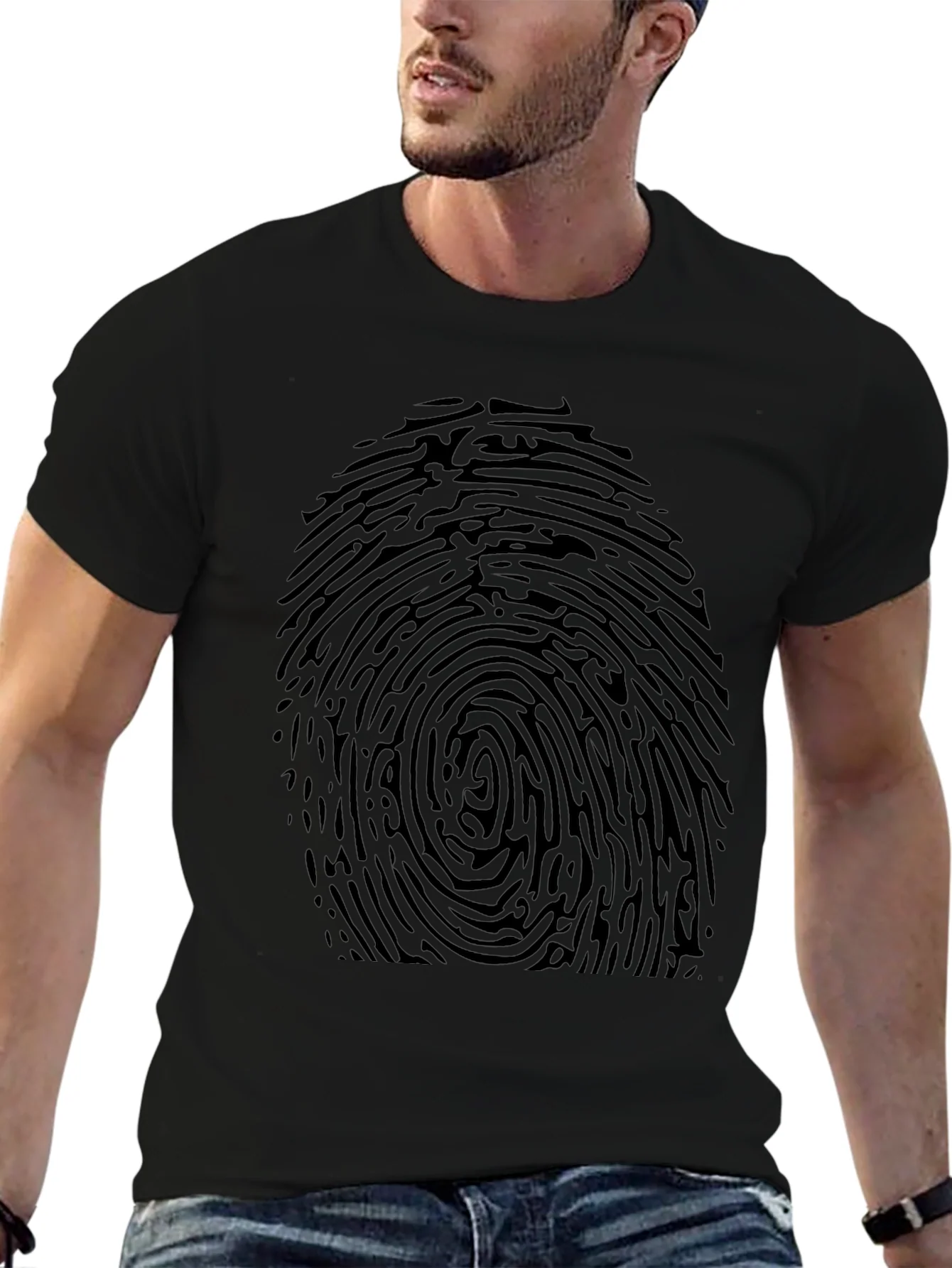 Rebbecca Fingerprint Graphic Tee - Black Novelty T-Shirt