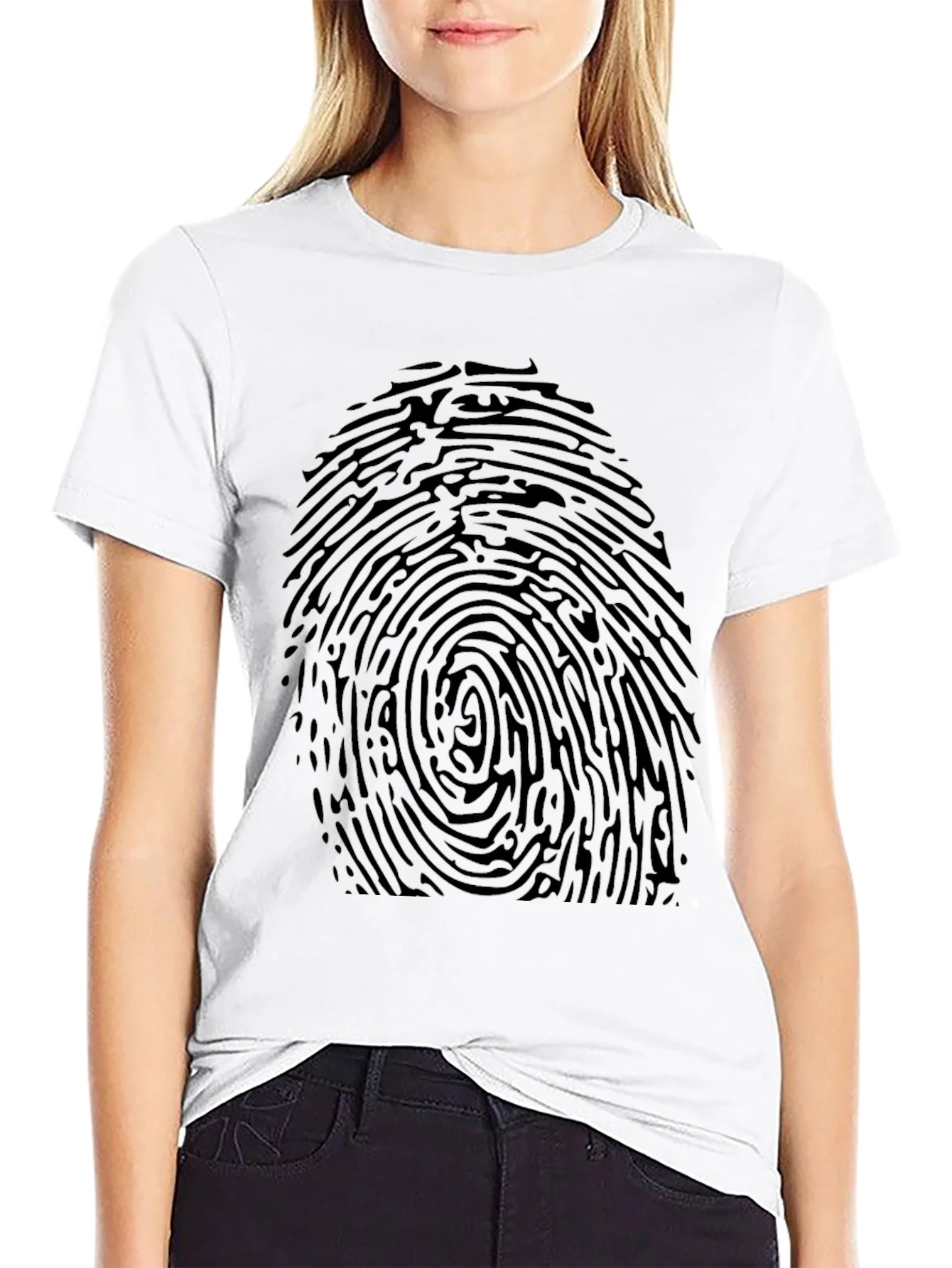 Rebbecca Fingerprint Graphic Tee - Black Novelty T-Shirt