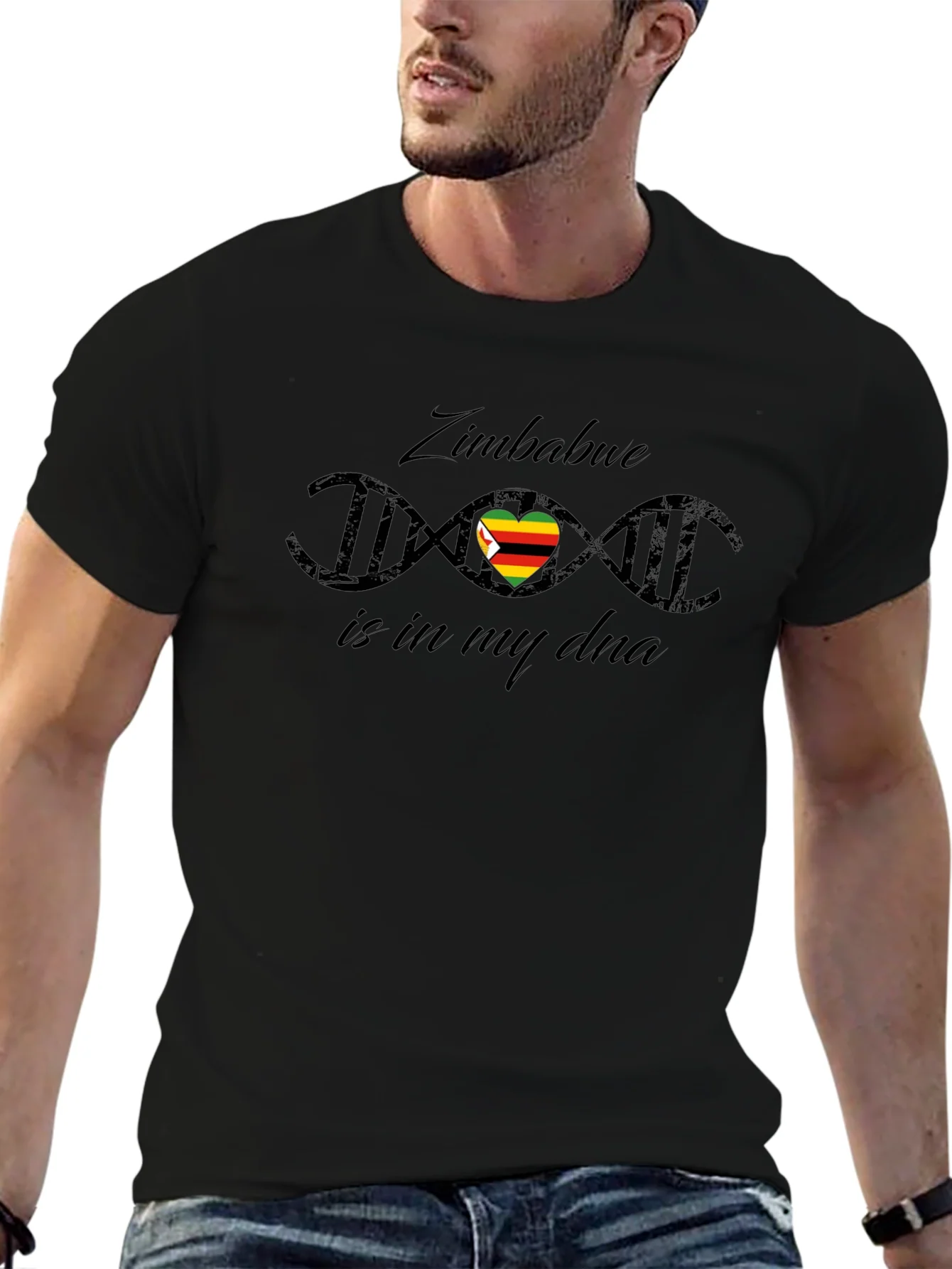 Camiseta Negra con Dise?o Zimbabwe DNA
