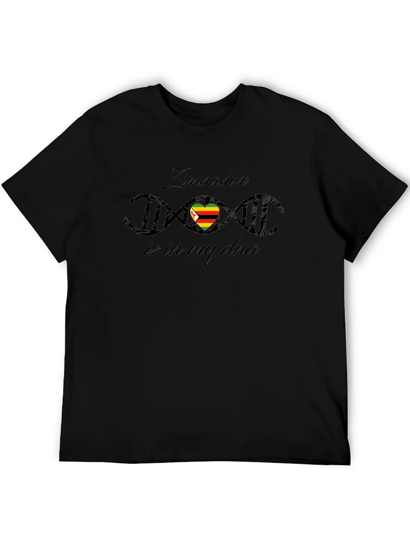 Camiseta Negra con Dise?o Zimbabwe DNA