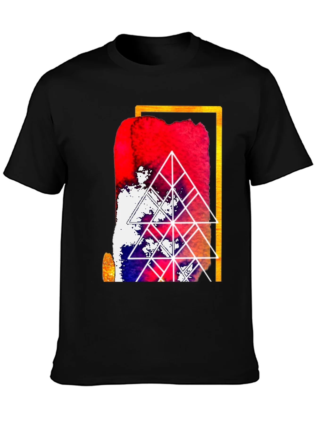 Camiseta Negra con Dise?o Abstracto Geom¨¦trico