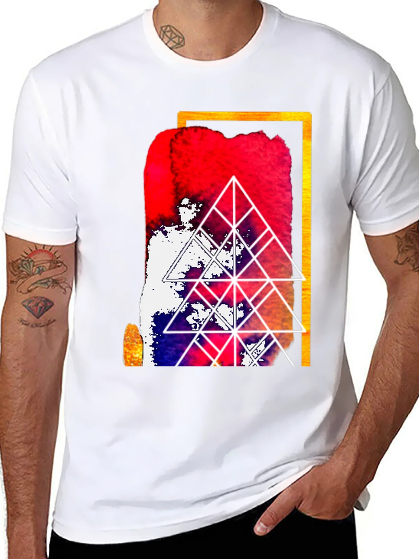 Camiseta Negra con Dise?o Abstracto Geom¨¦trico