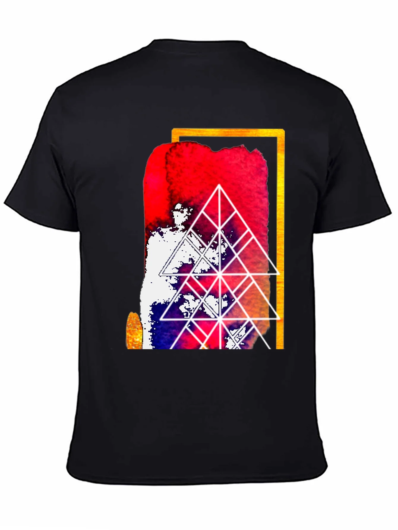 Camiseta Negra con Dise?o Abstracto Geom¨¦trico