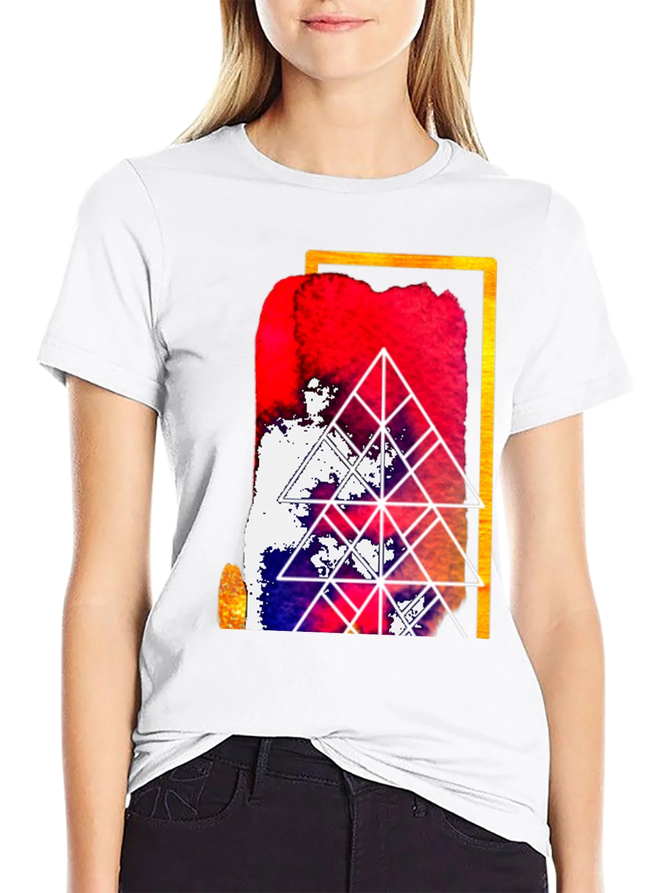 Camiseta Negra con Dise?o Abstracto Geom¨¦trico