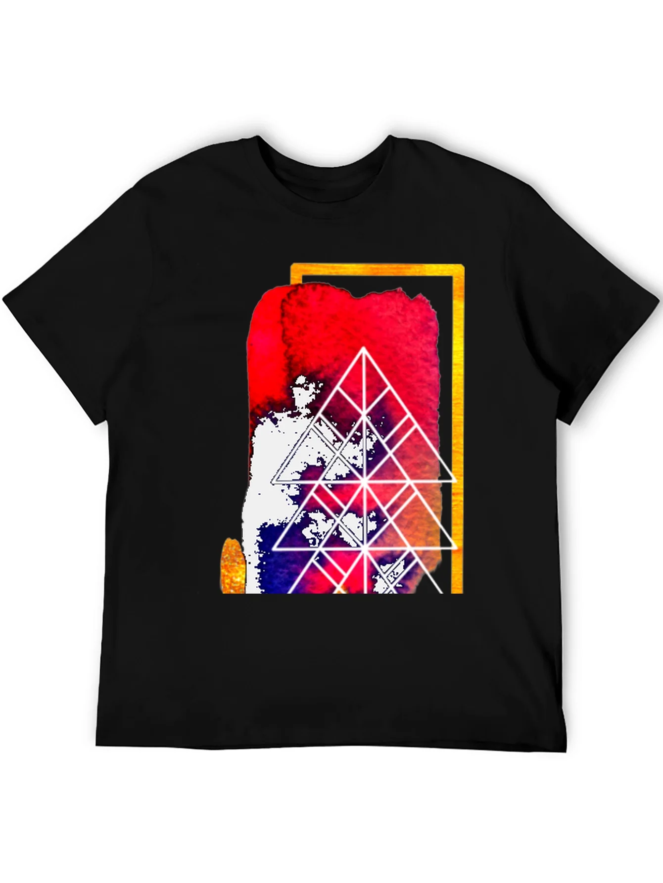 Camiseta Negra con Dise?o Abstracto Geom¨¦trico