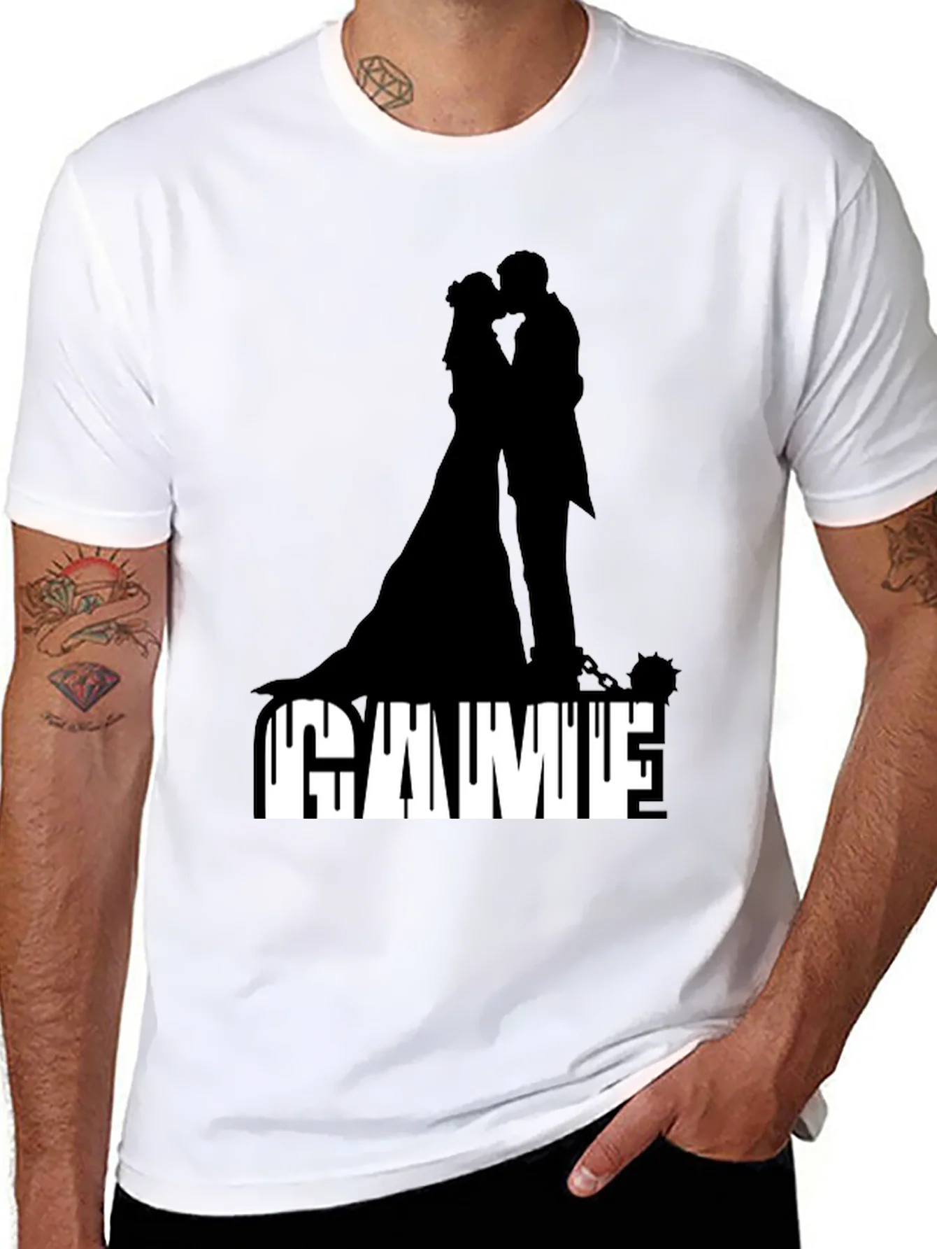 Camiseta Negra Game Over Boda Silueta