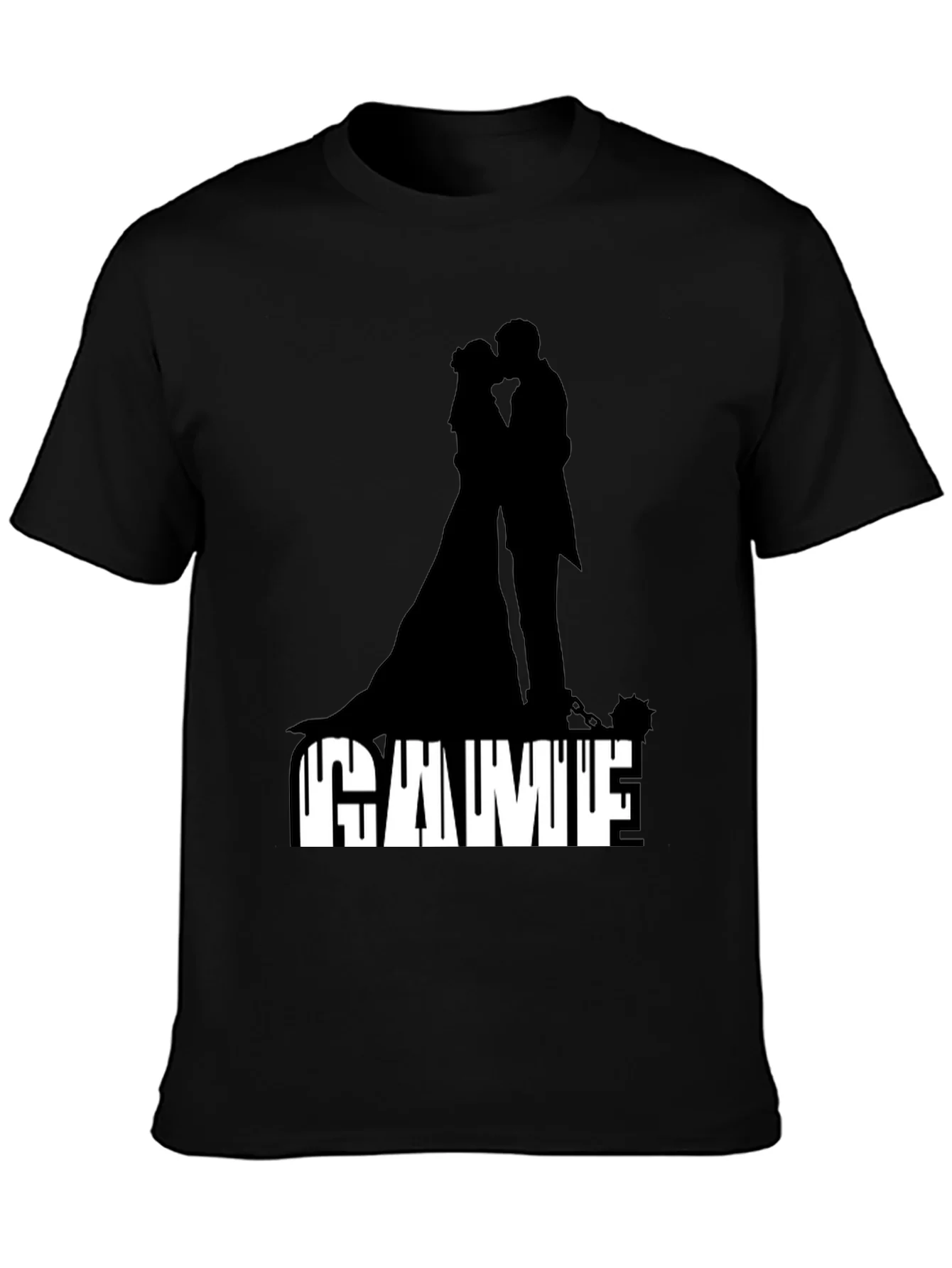 Camiseta Negra Game Over Boda Silueta