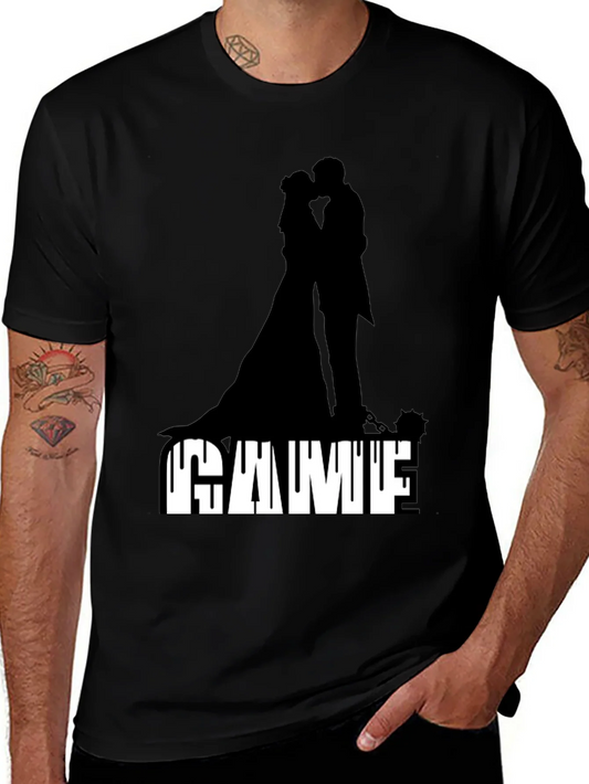 Camiseta Negra Game Over Boda Silueta