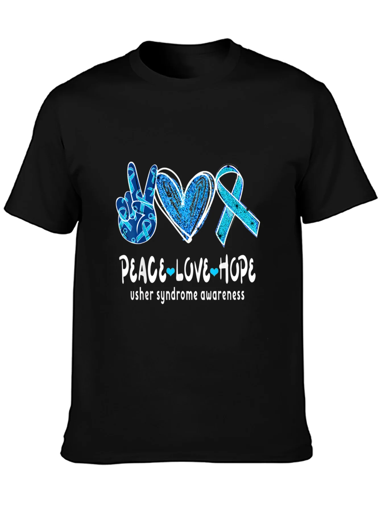 Rebbecca Usher Syndrome Awareness Peace Love Hope T-Shirt