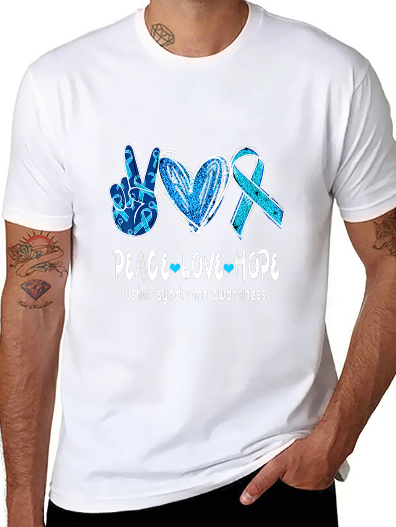 Rebbecca Usher Syndrome Awareness Peace Love Hope T-Shirt