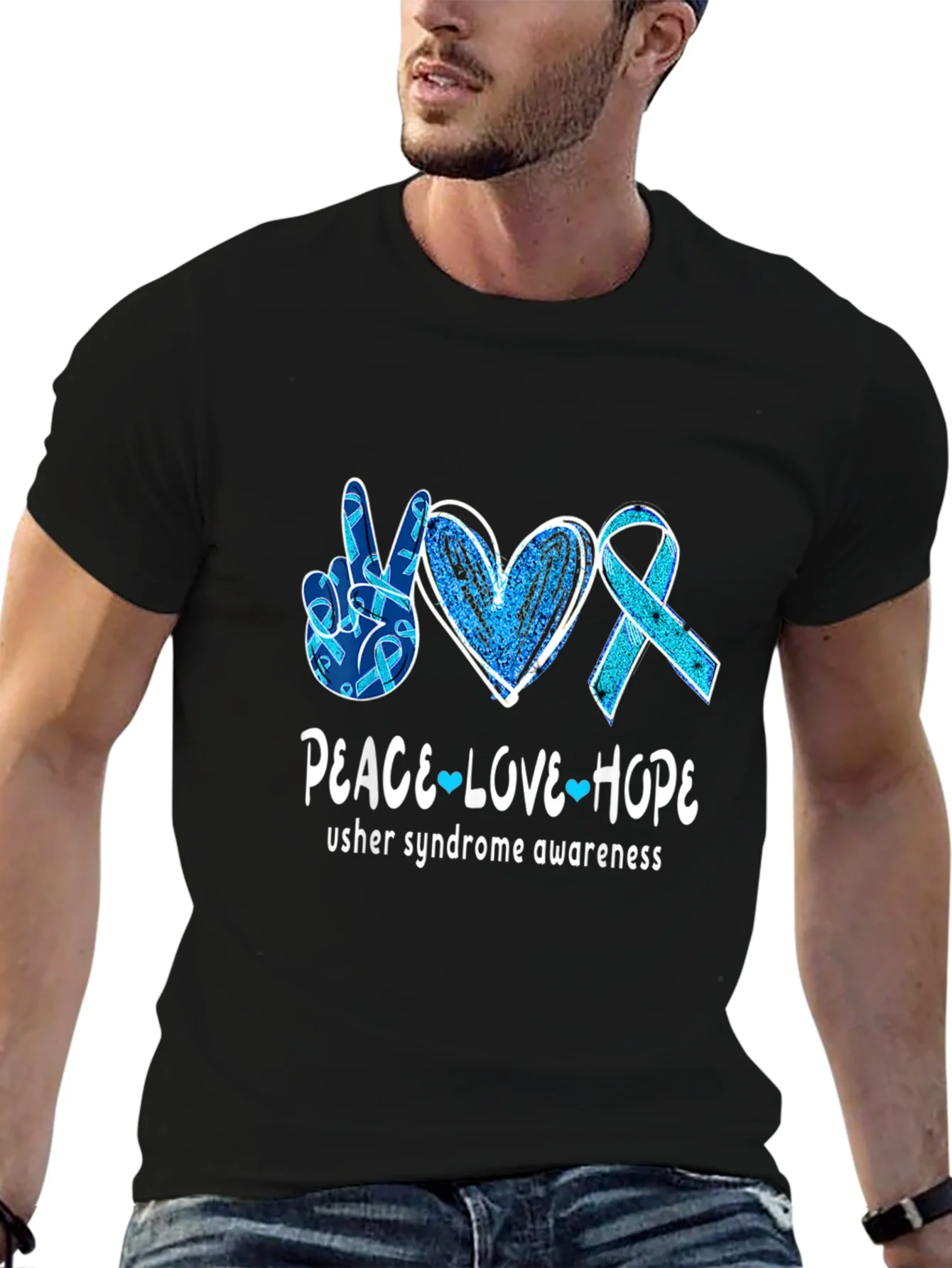 Rebbecca Usher Syndrome Awareness Peace Love Hope T-Shirt