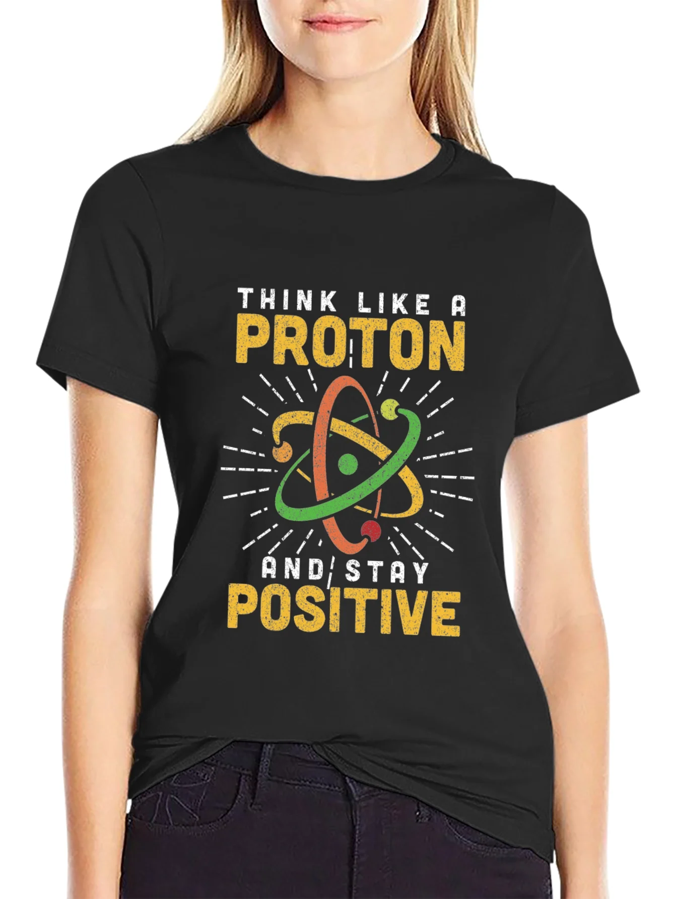 Rebbecca Think Like a Proton Black Graphic Tee