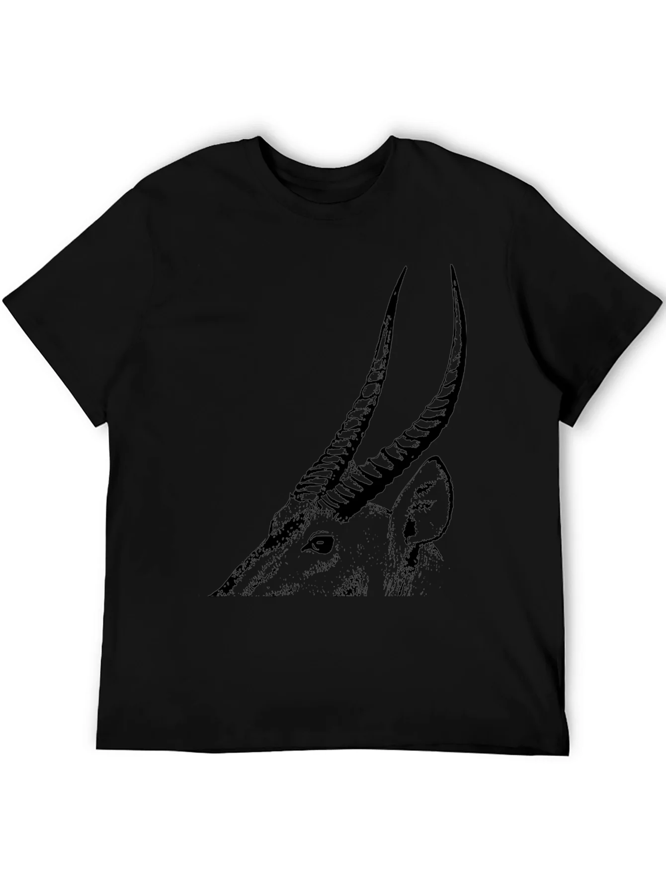 Camiseta Negra Hombre Dibujo Ant¨ªlope Estilizado