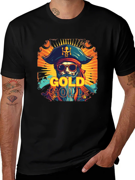 Rebbecca Gold Pirate Skeleton Graphic Tee - Mens Black T-Shirt