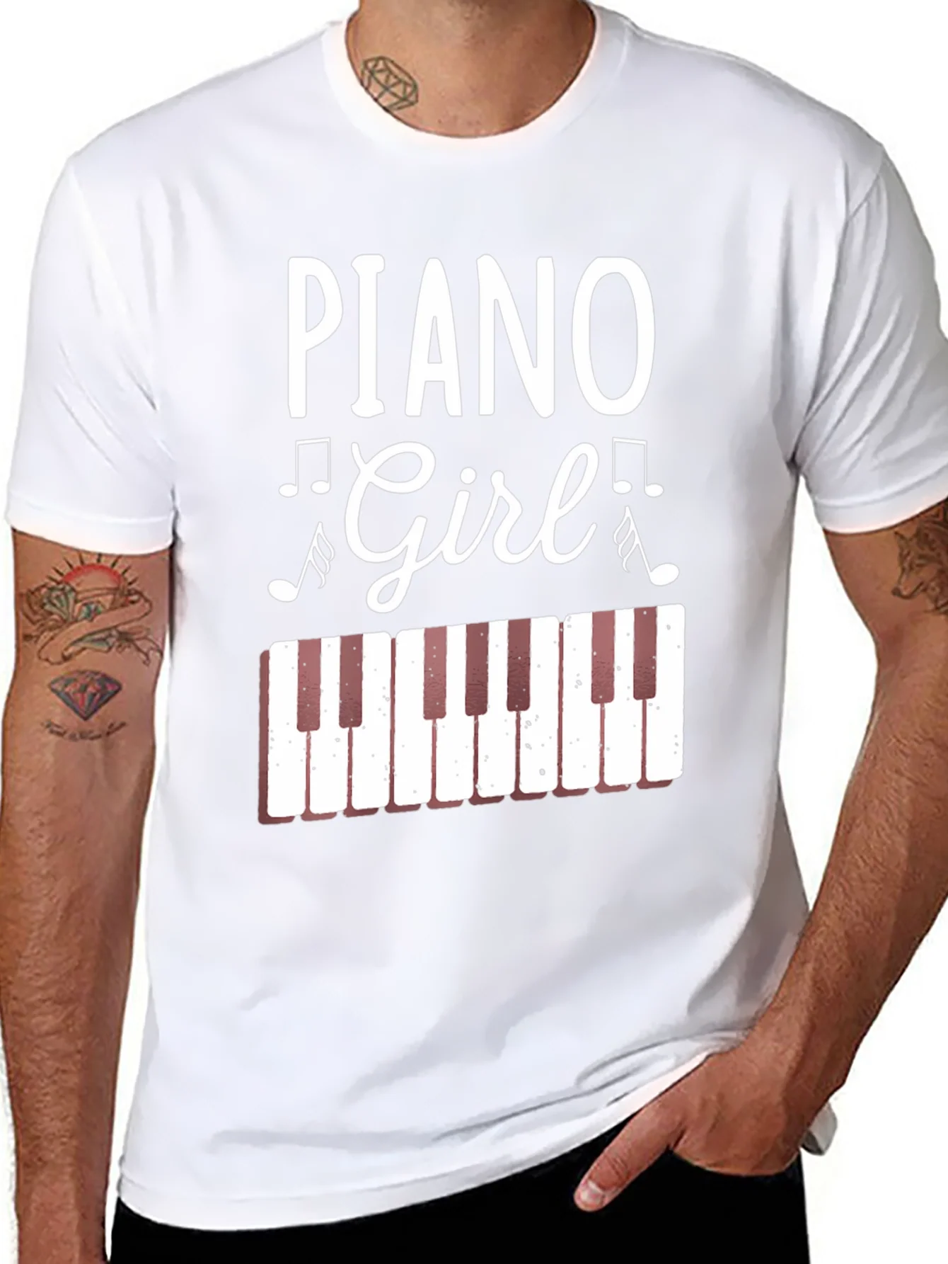 Rebbecca Piano Girl Graphic Tee - Music Lover Shirt