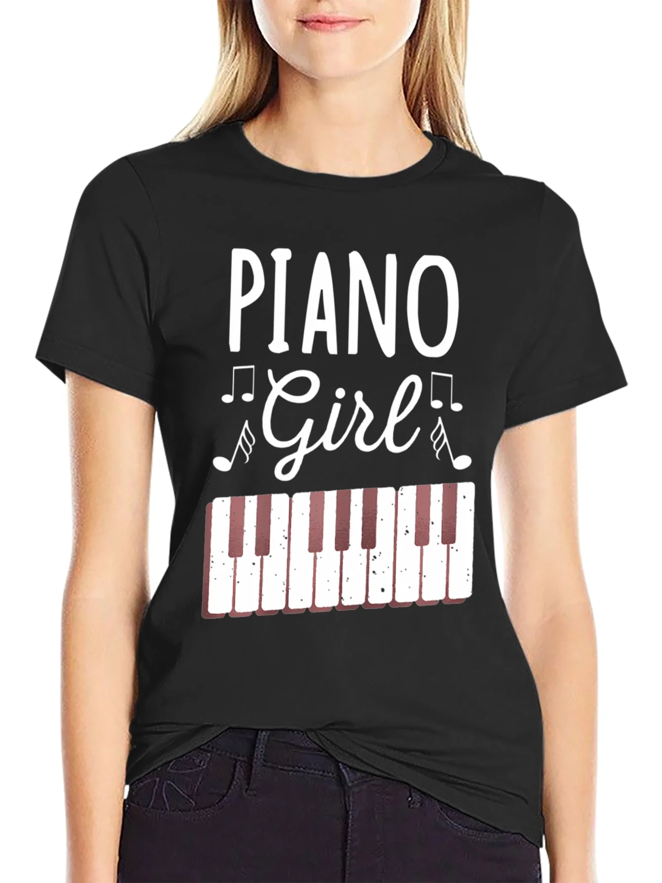 Rebbecca Piano Girl Graphic Tee - Music Lover Shirt