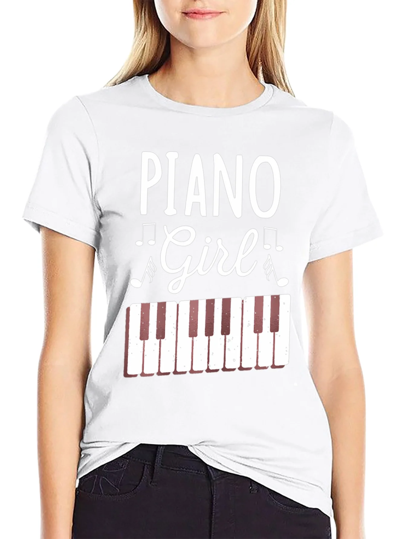 Rebbecca Piano Girl Graphic Tee - Music Lover Shirt