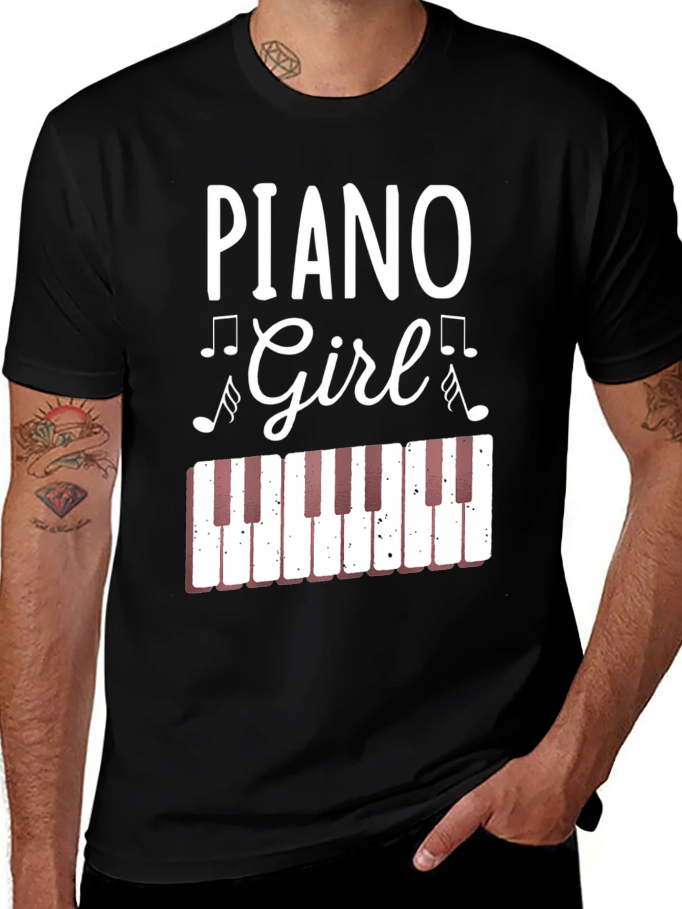 Rebbecca Piano Girl Graphic Tee - Music Lover Shirt