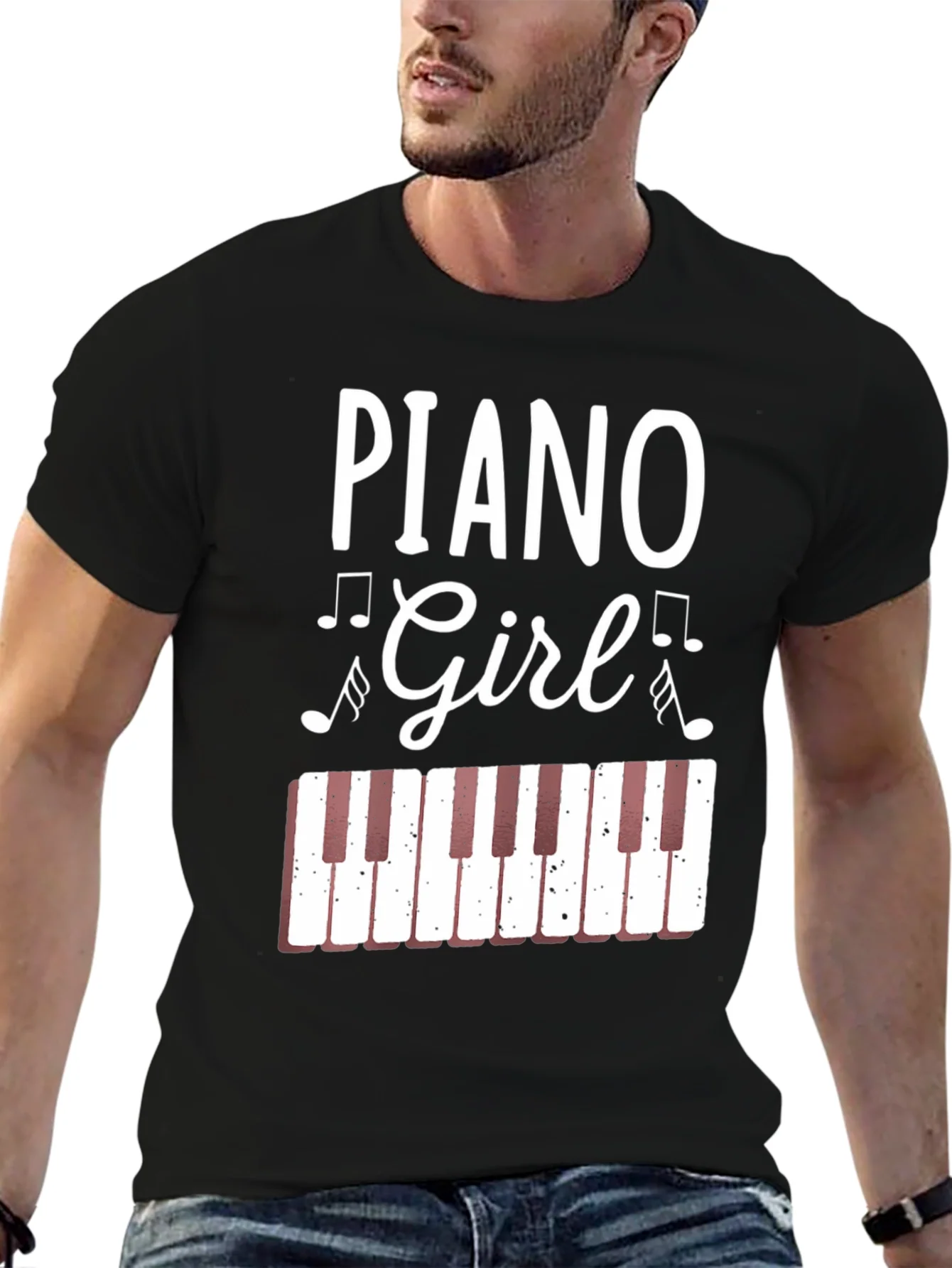 Rebbecca Piano Girl Graphic Tee - Music Lover Shirt