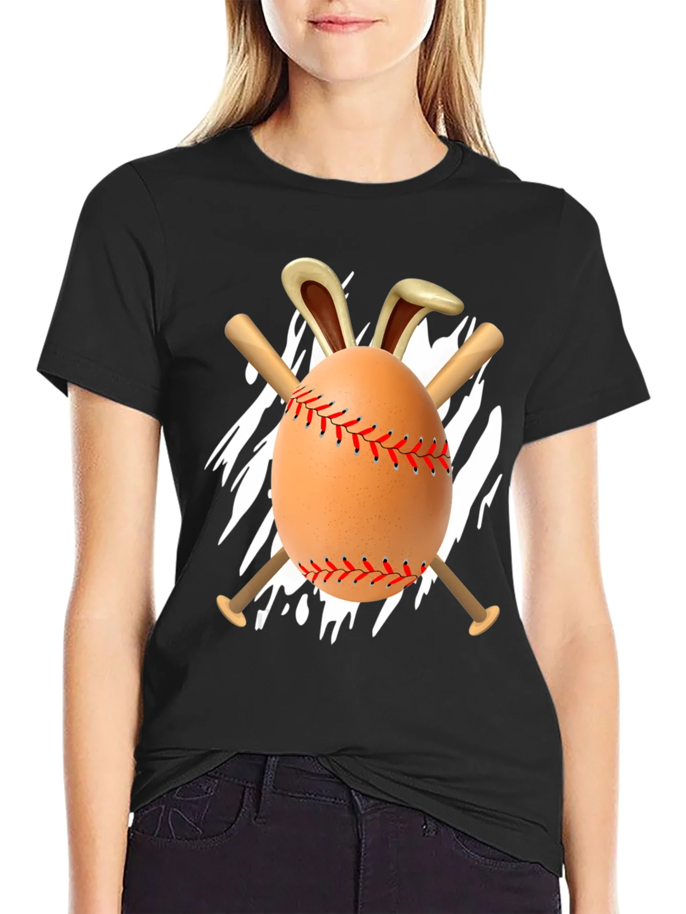Rebbecca Easter Baseball Egg Bunny T-Shirt