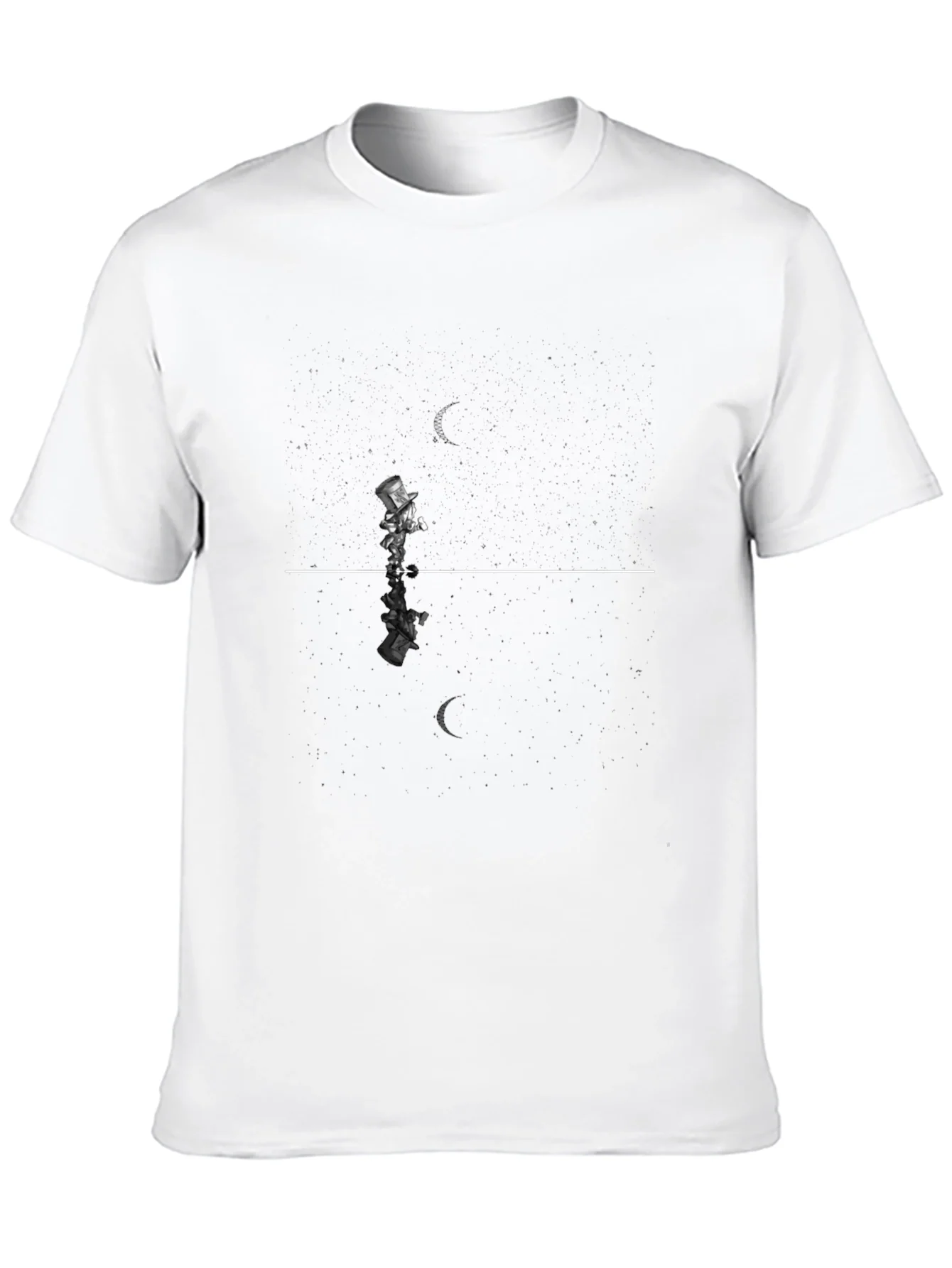 Camiseta Negra Estampada con Reflejo Lunar