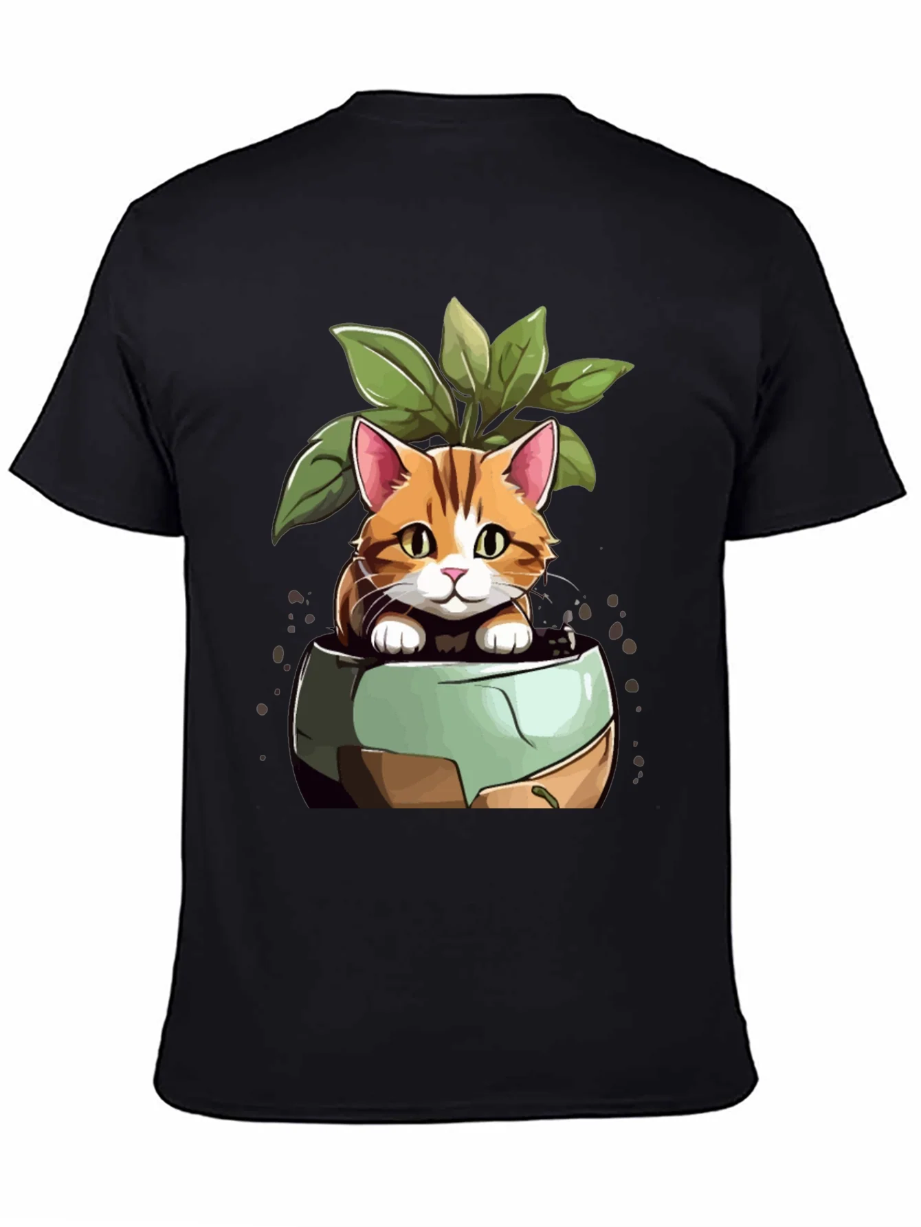 Rebbecca Cat in Pot Plant T-Shirt - Unique Design