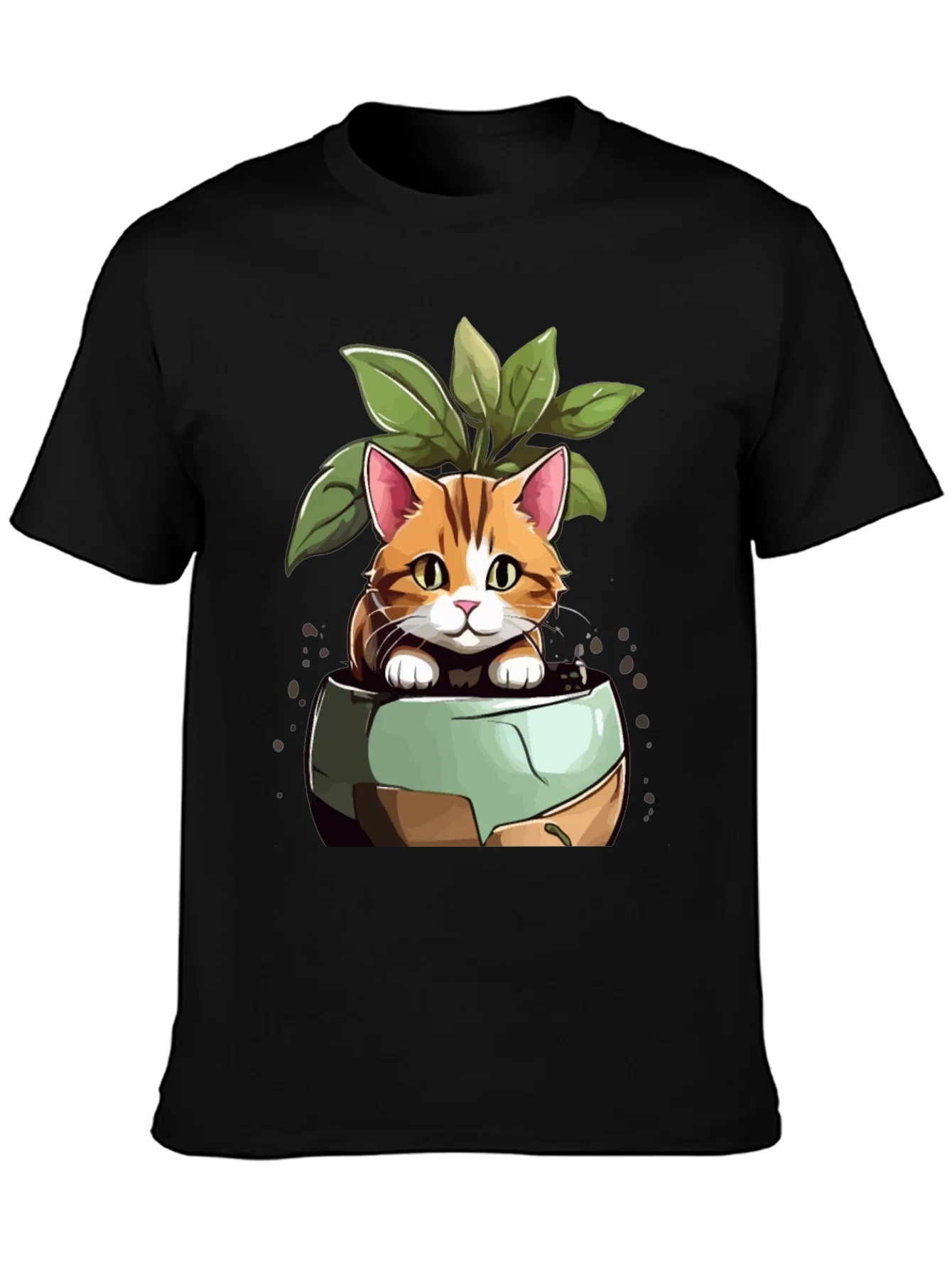 Rebbecca Cat in Pot Plant T-Shirt - Unique Design