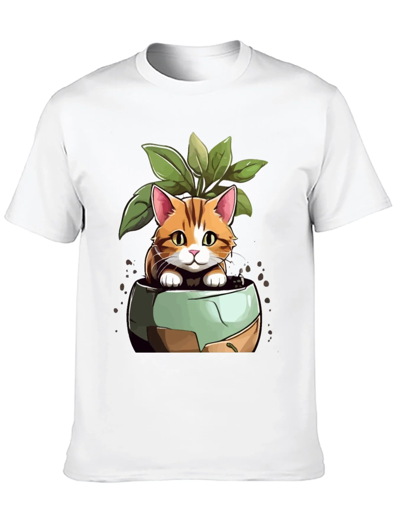 Rebbecca Cat in Pot Plant T-Shirt - Unique Design
