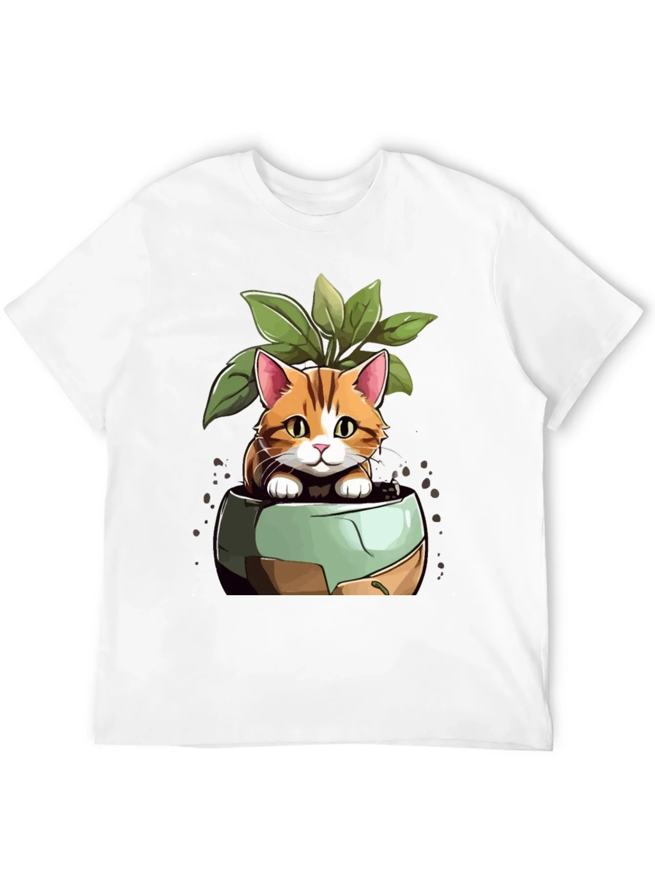 Rebbecca Cat in Pot Plant T-Shirt - Unique Design