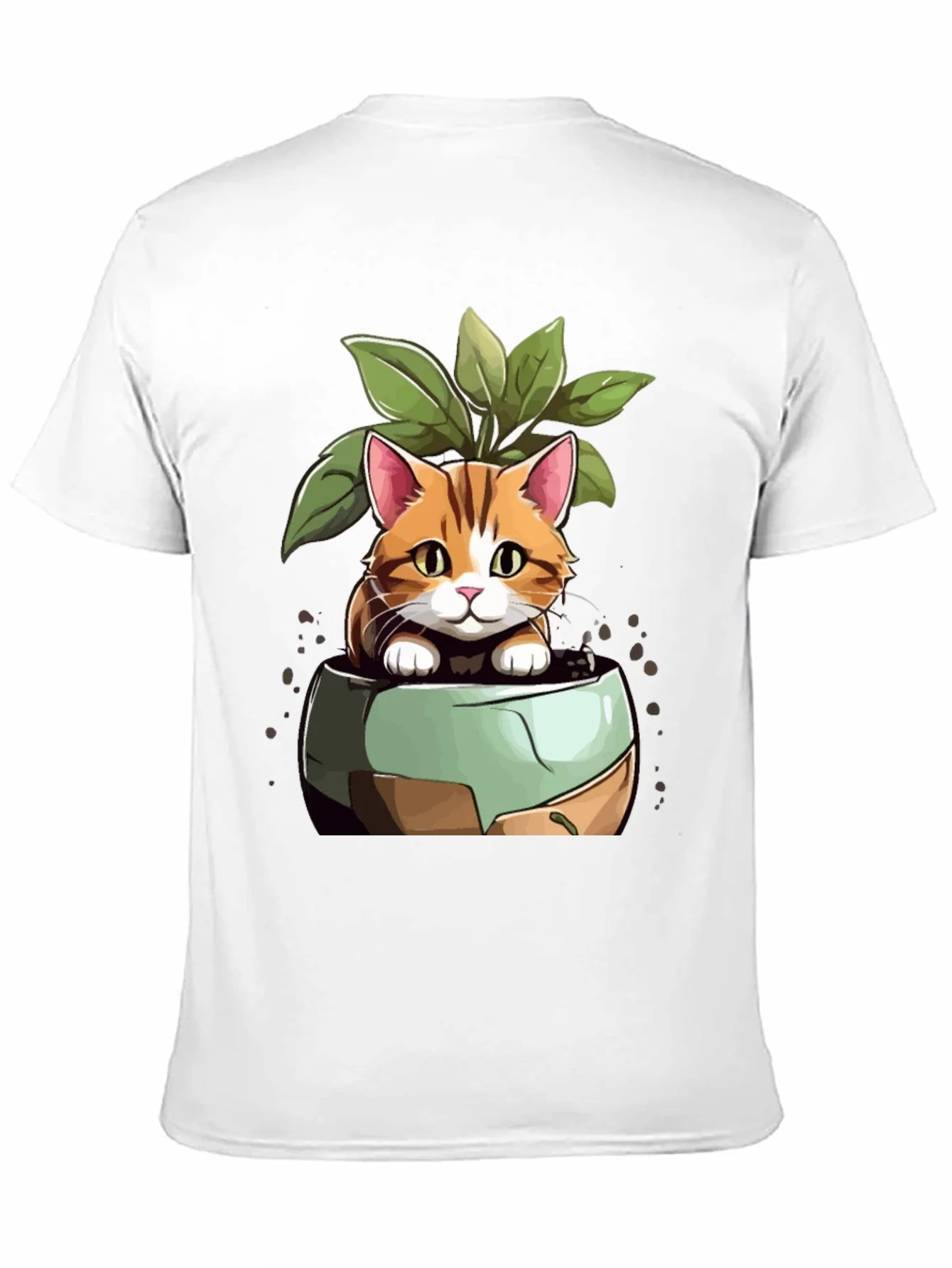 Rebbecca Cat in Pot Plant T-Shirt - Unique Design