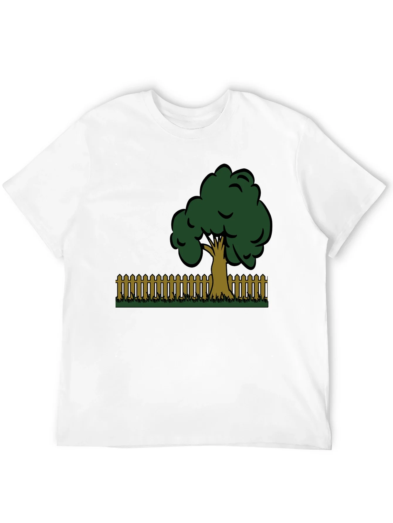 Camiseta Negra con Dise?o de ¨¢rbol y Valla