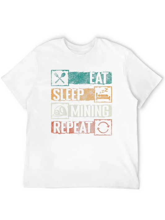 Rebbecca Eat Sleep Mining Repeat Graphic Tee - Miners Life T-Shirt