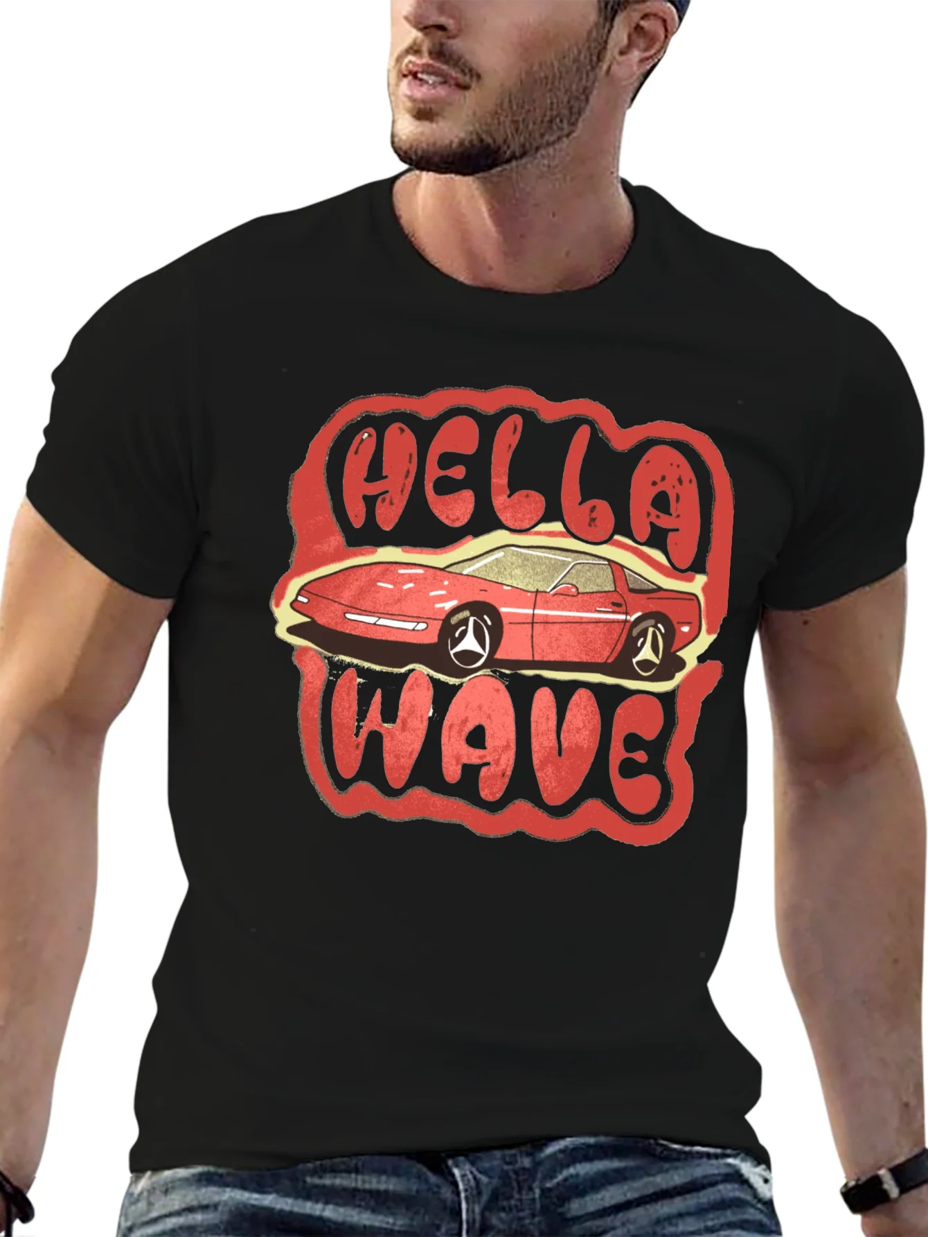 Rebbecca Hella Wave Car Graphic T-Shirt - Black