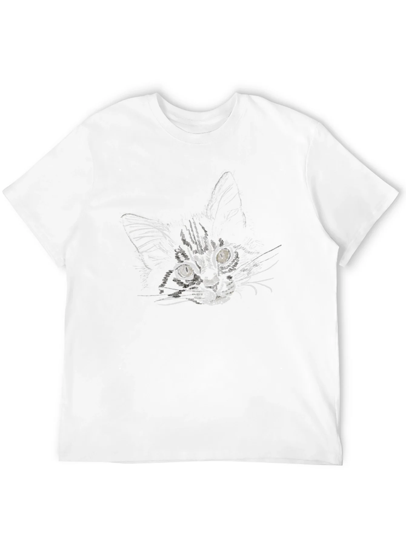 Camiseta Negra con Dise?o de Gato Abstracto