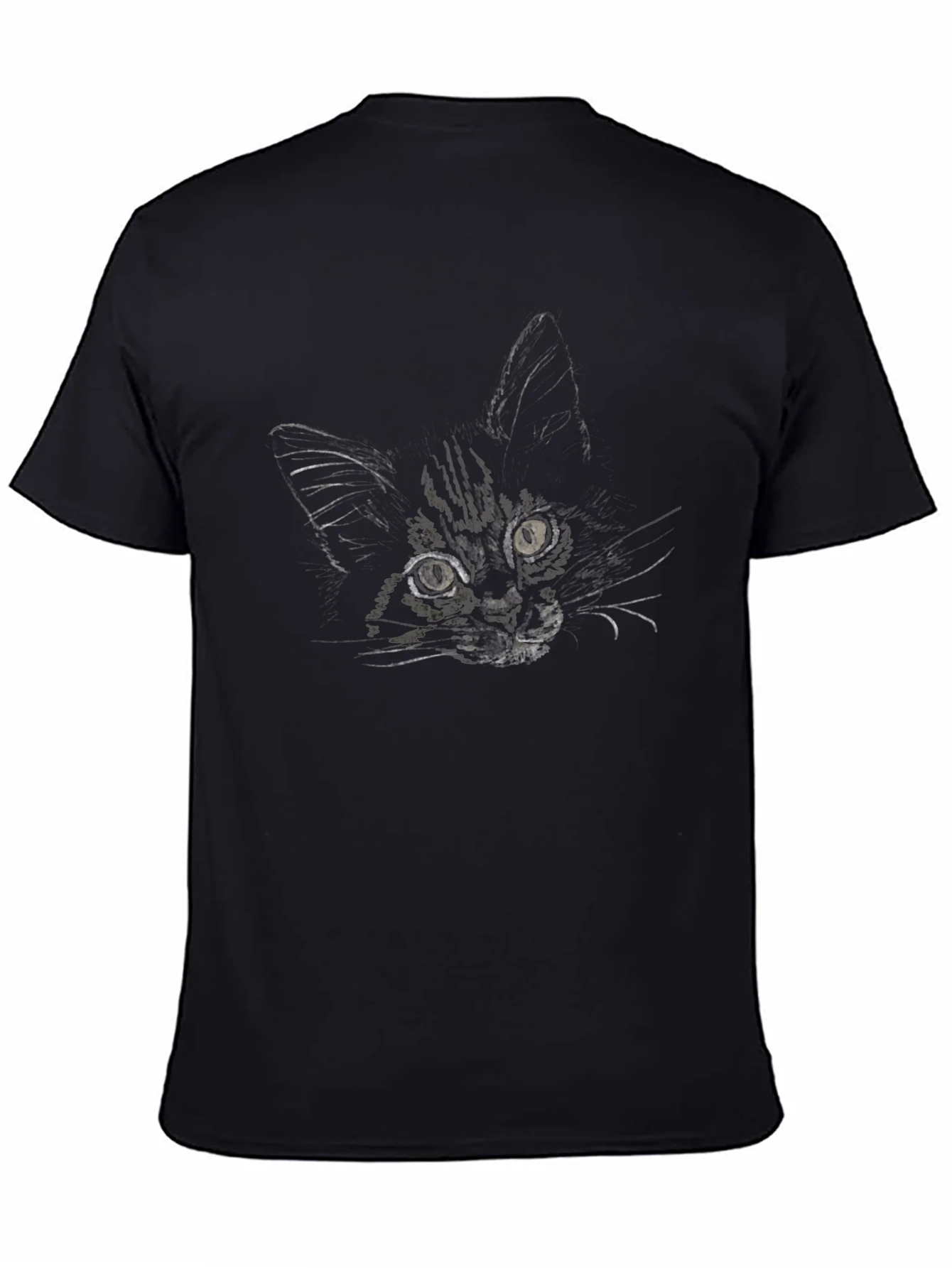 Camiseta Negra con Dise?o de Gato Abstracto