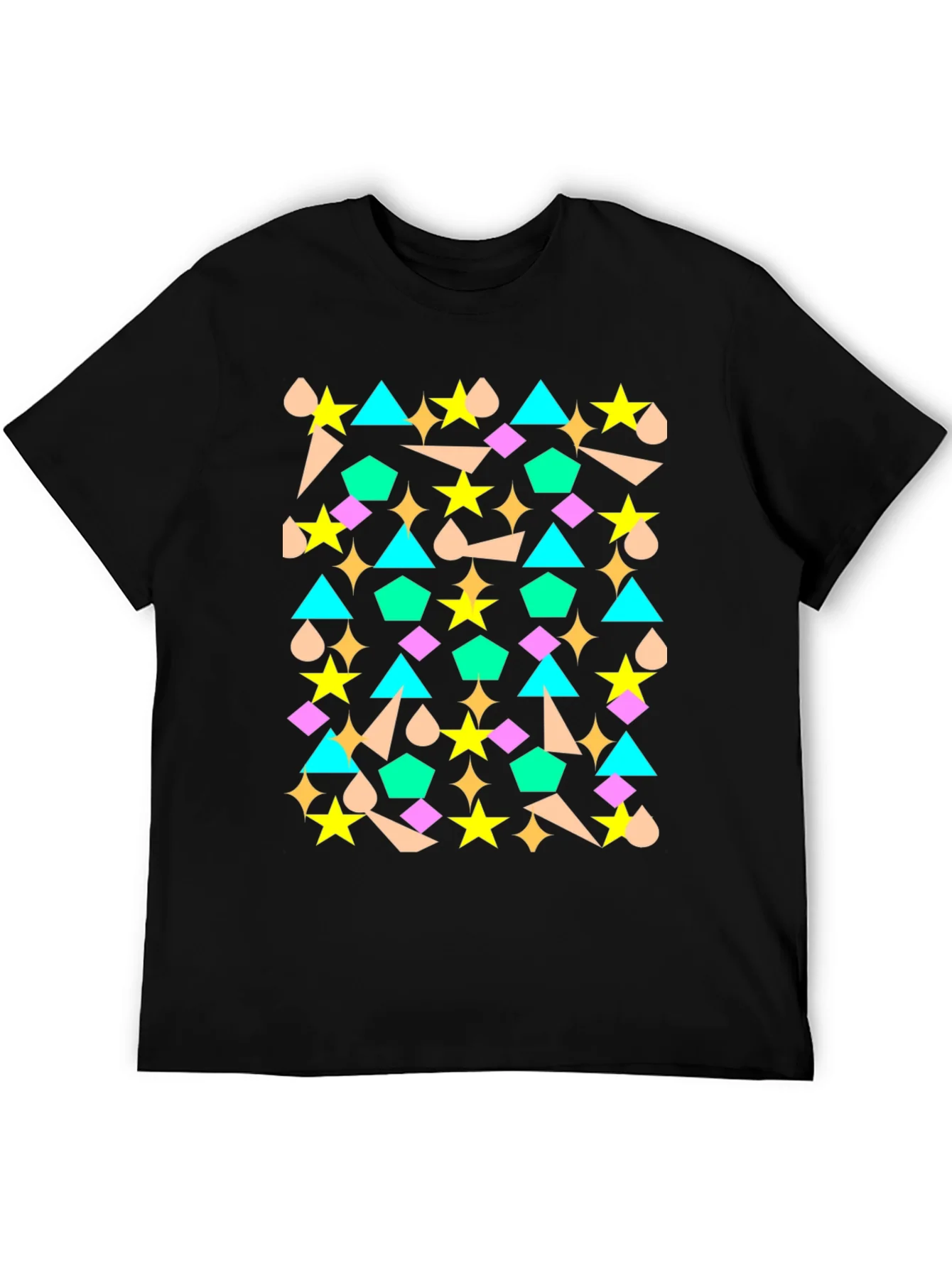 Camiseta Negra con Dise?o Geom¨¦trico Abstracto