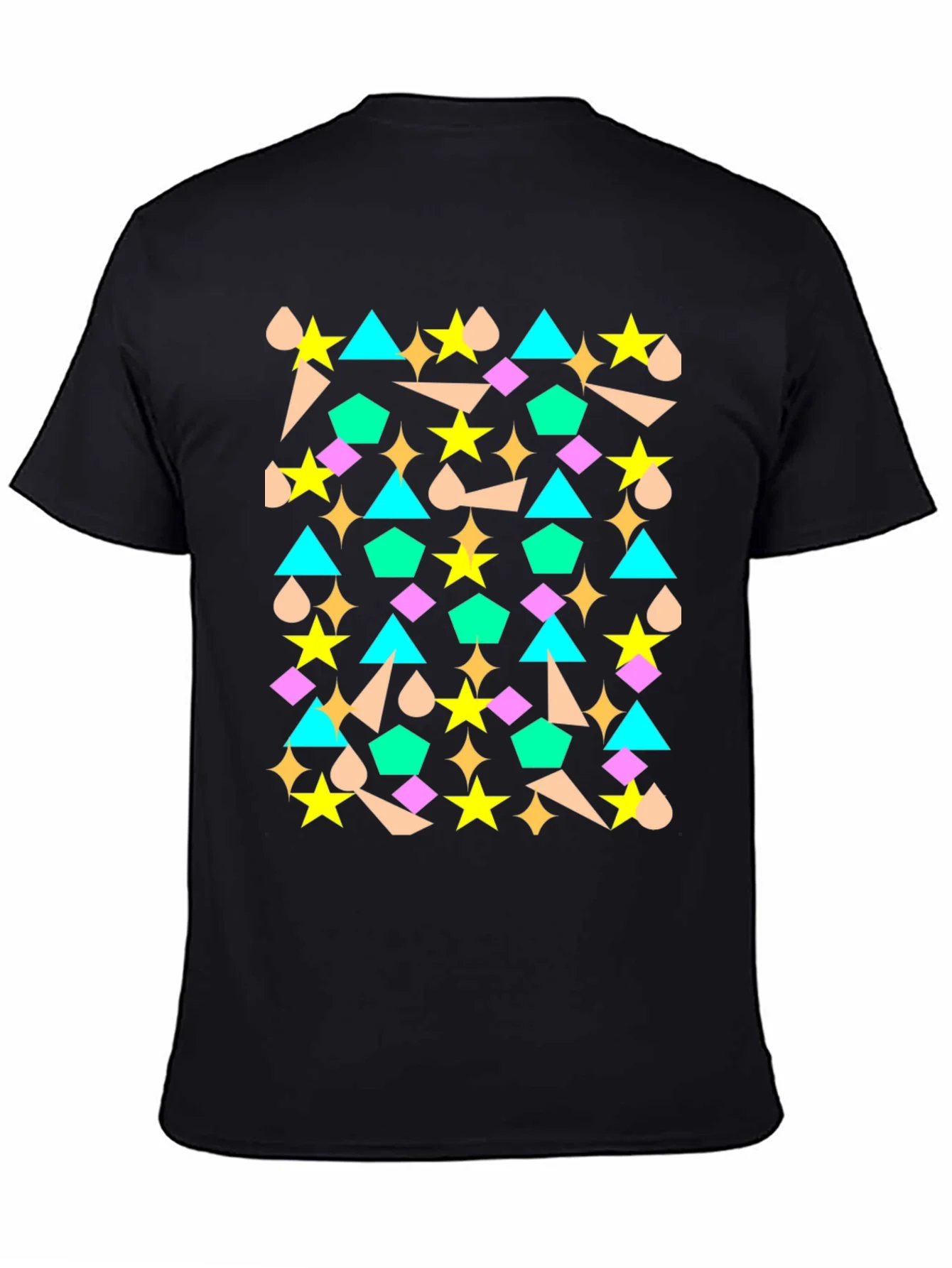 Camiseta Negra con Dise?o Geom¨¦trico Abstracto
