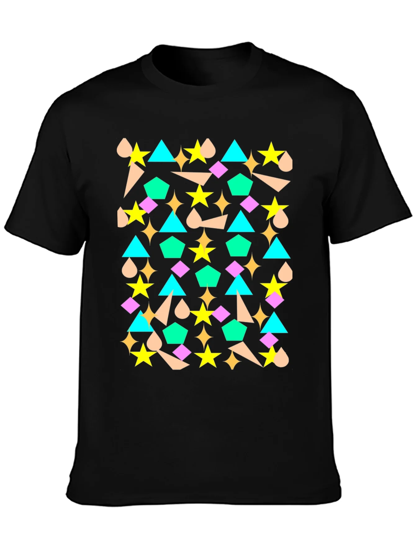 Camiseta Negra con Dise?o Geom¨¦trico Abstracto