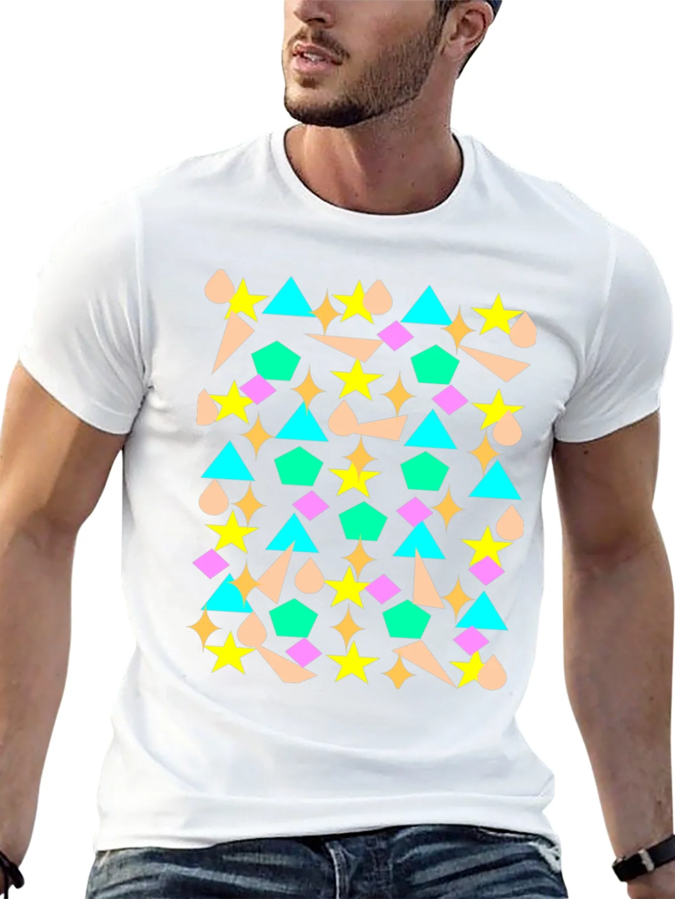 Camiseta Negra con Dise?o Geom¨¦trico Abstracto
