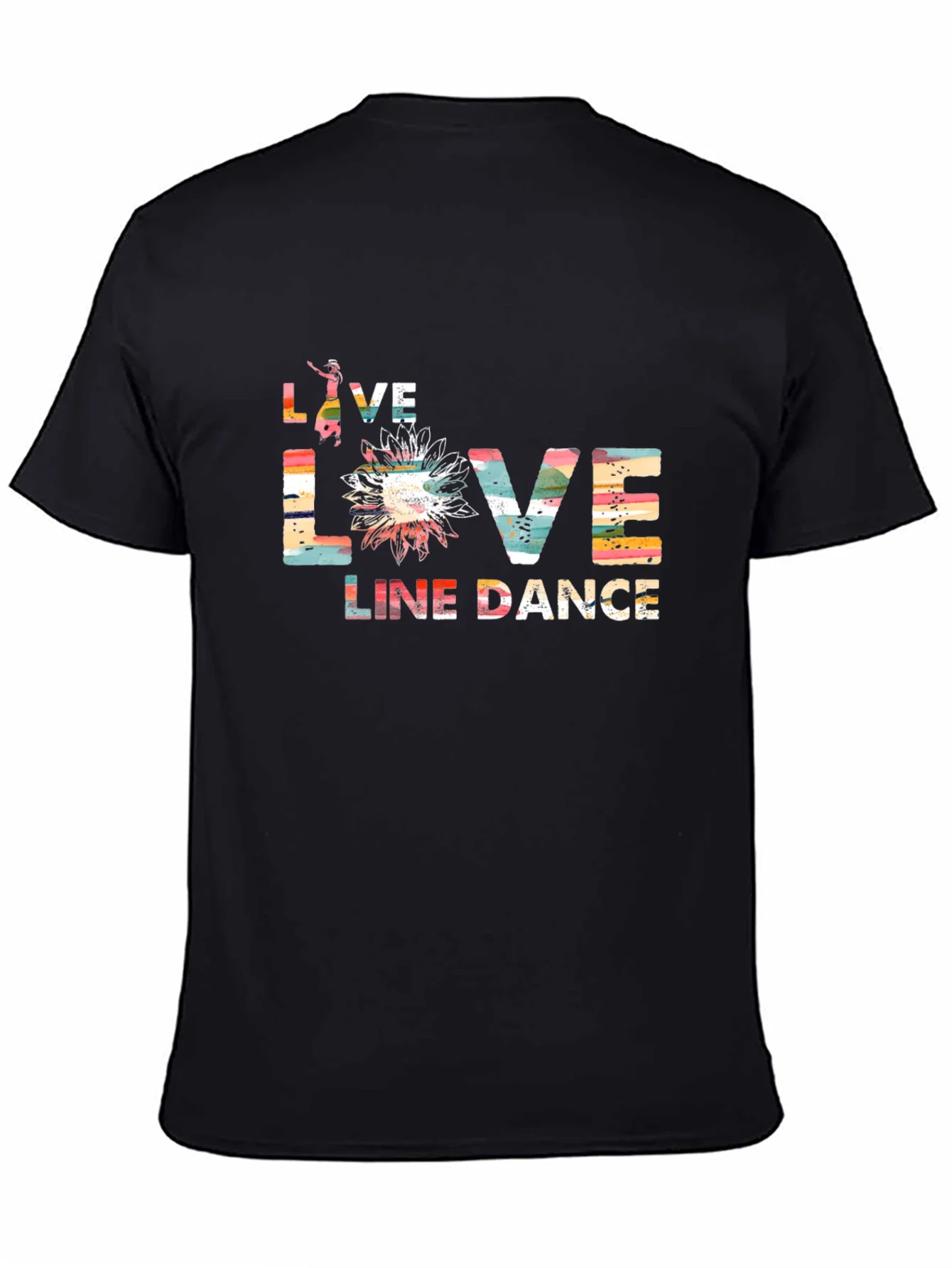 Rebbecca Live Love Line Dance Black T-Shirt