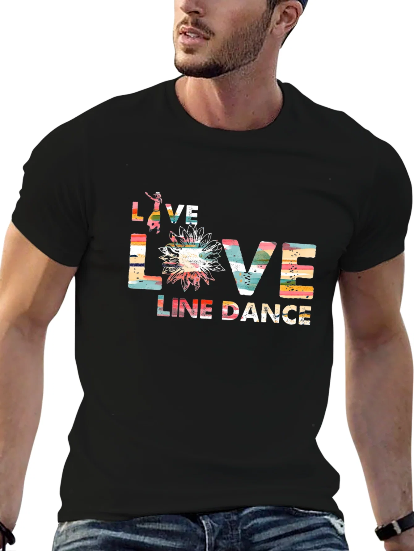 Rebbecca Live Love Line Dance Black T-Shirt