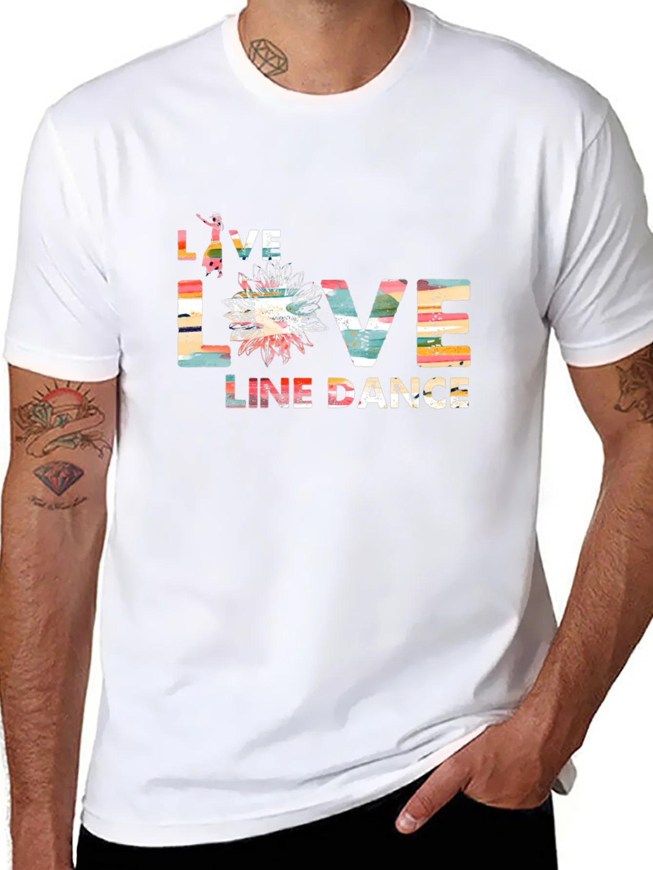Rebbecca Live Love Line Dance Black T-Shirt