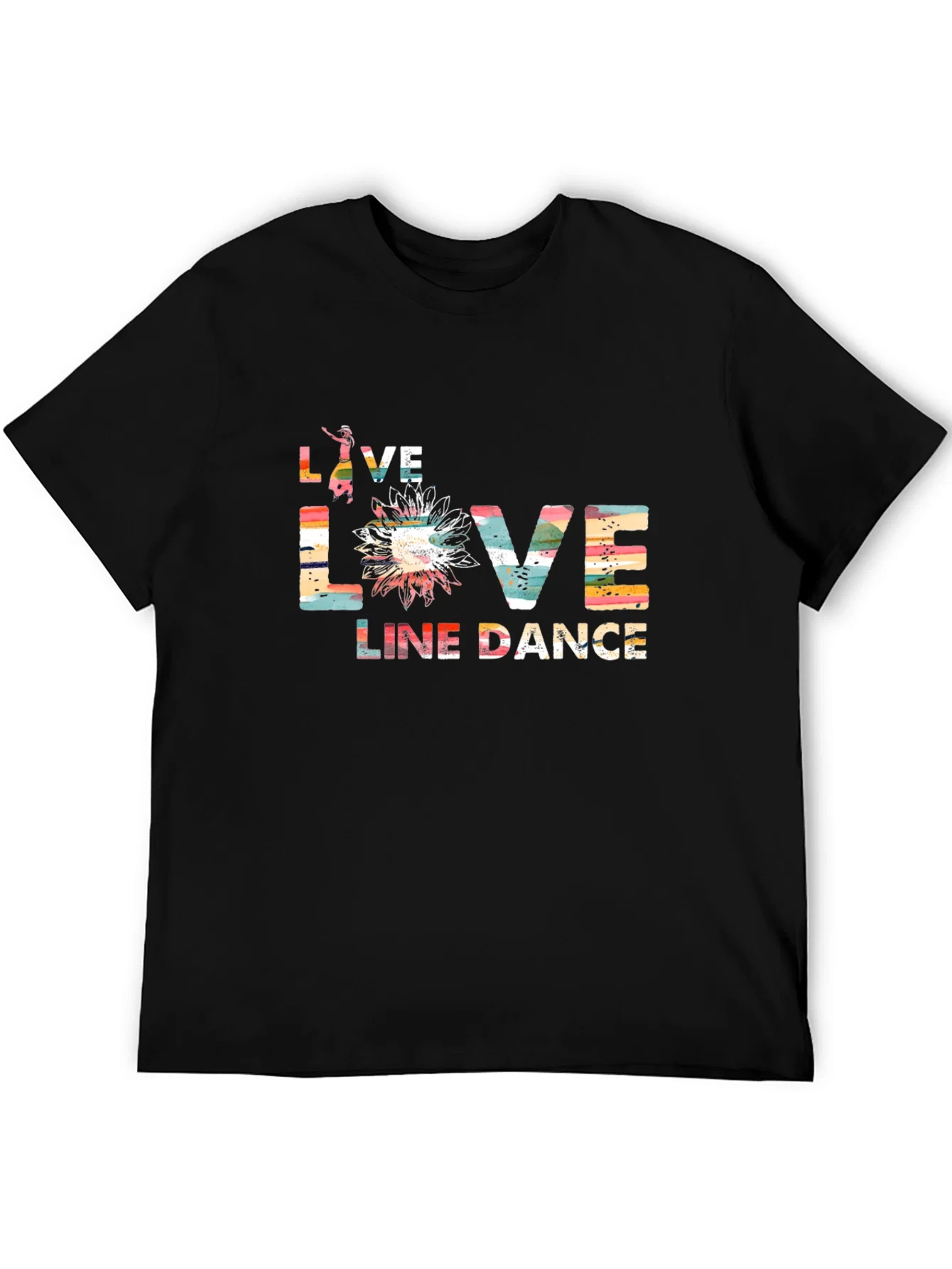 Rebbecca Live Love Line Dance Black T-Shirt