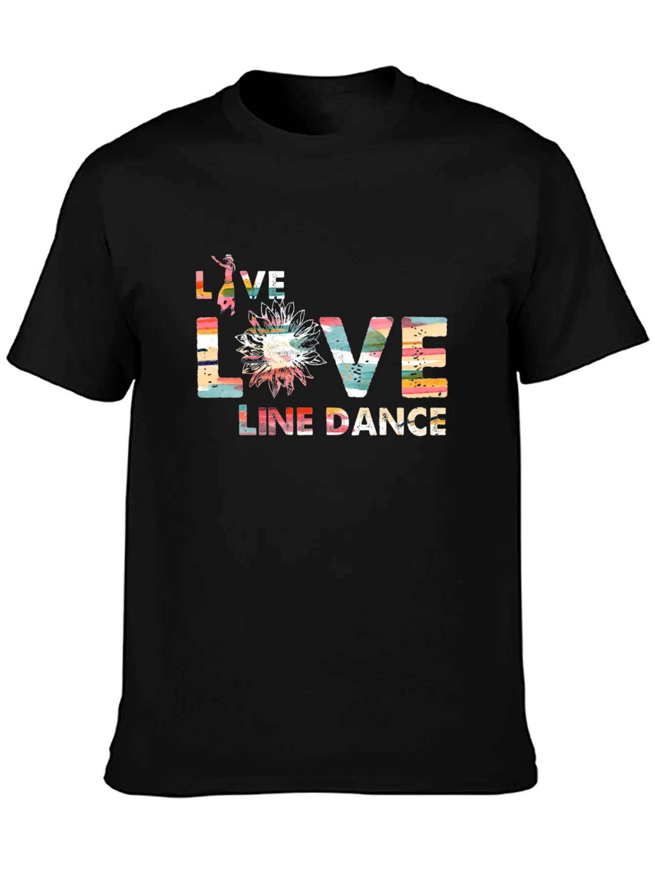 Rebbecca Live Love Line Dance Black T-Shirt