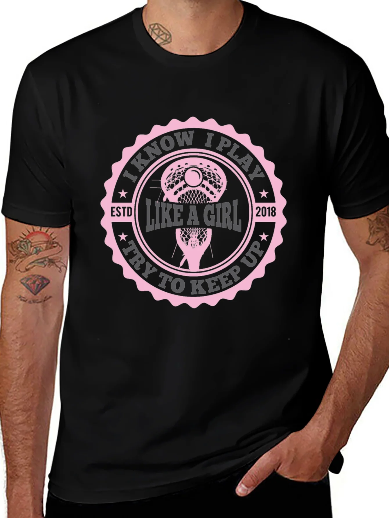 Camiseta Negra Lacrosse: Juego Como Una Chica