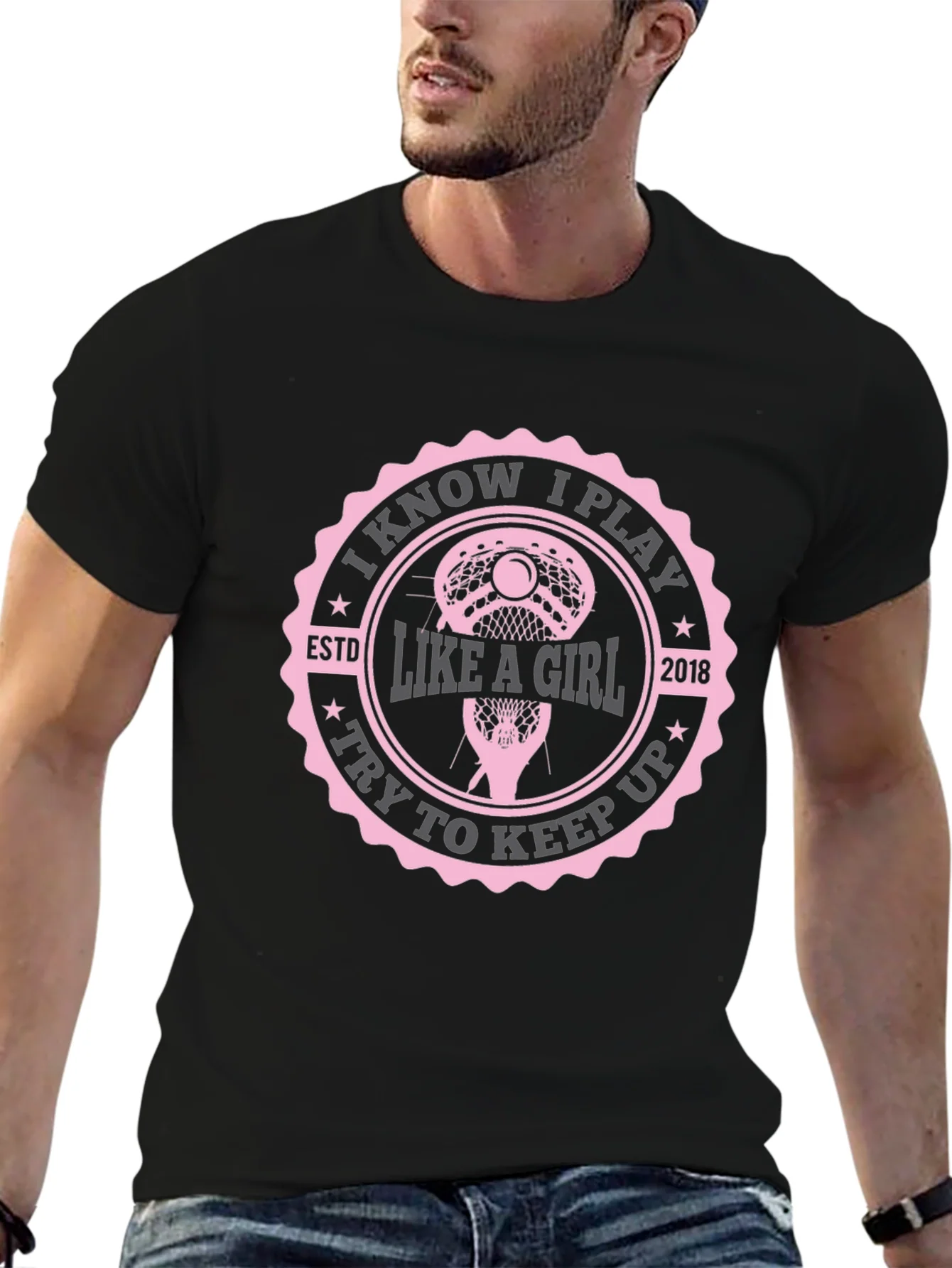 Camiseta Negra Lacrosse: Juego Como Una Chica