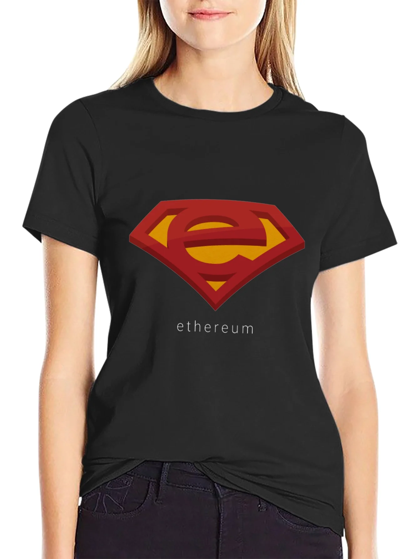 Rebbecca Ethereum Superman Logo T-Shirt - Black