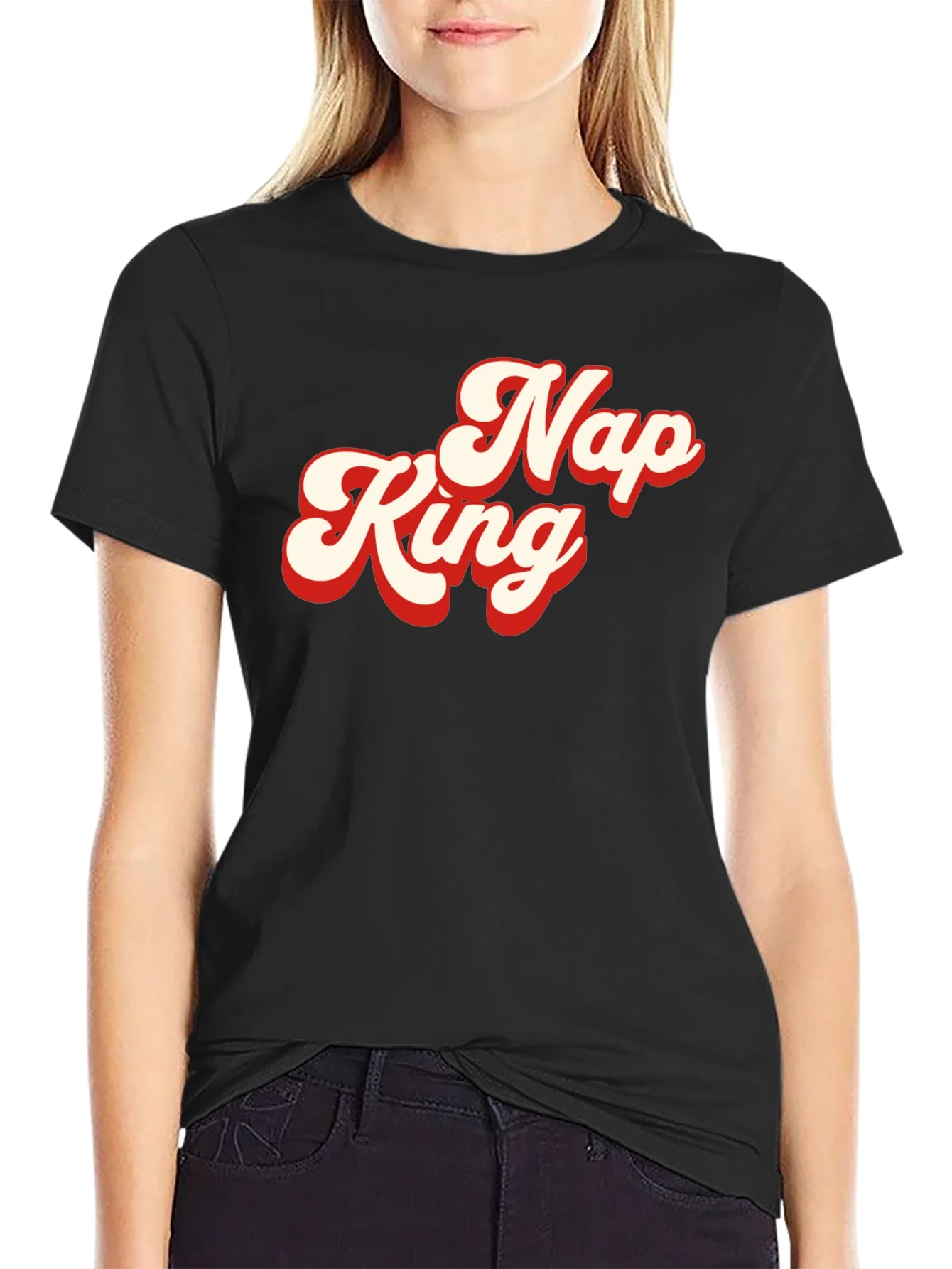 Camiseta Negra Nap King Estilo Retro