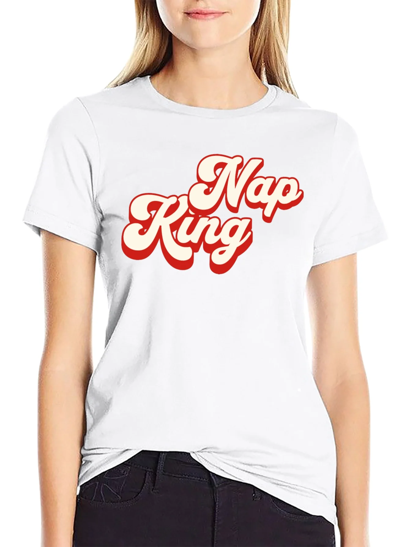 Camiseta Negra Nap King Estilo Retro